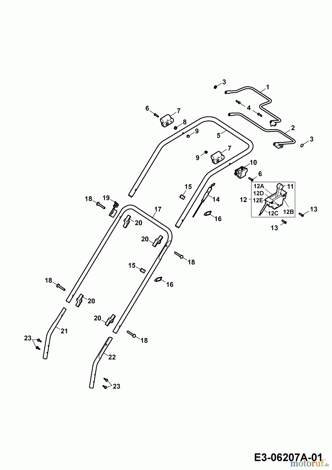 Wolf-Garten Motormäher mit Antrieb Compact plus 40 BA 4013000 Serie E (2010) Holm