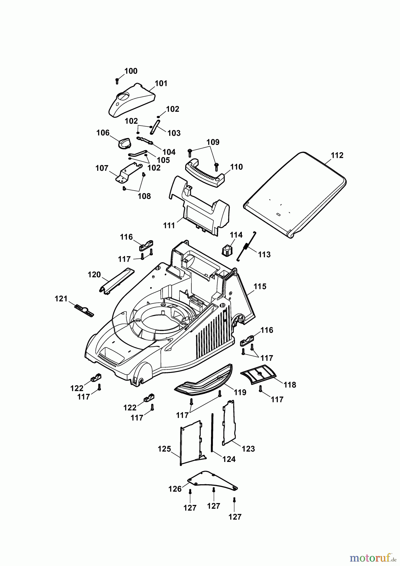 Wolf-Garten Motormäher mit Antrieb Compact plus 40 BA 4013000 Serie E (2010) Mähwerksgehäuse