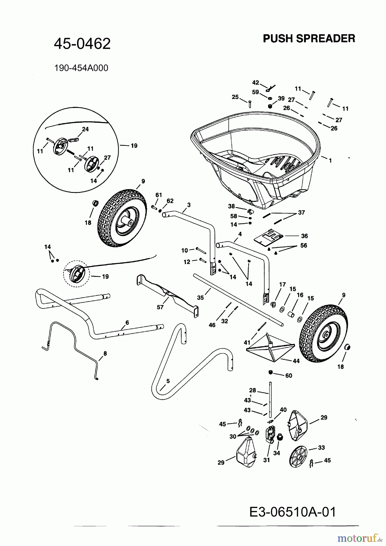  MTD Zubehör Zubehör handgeführte Geräte Streuer 45-0462  (190-454A000) 190-454A000  (2011) Grundgerät