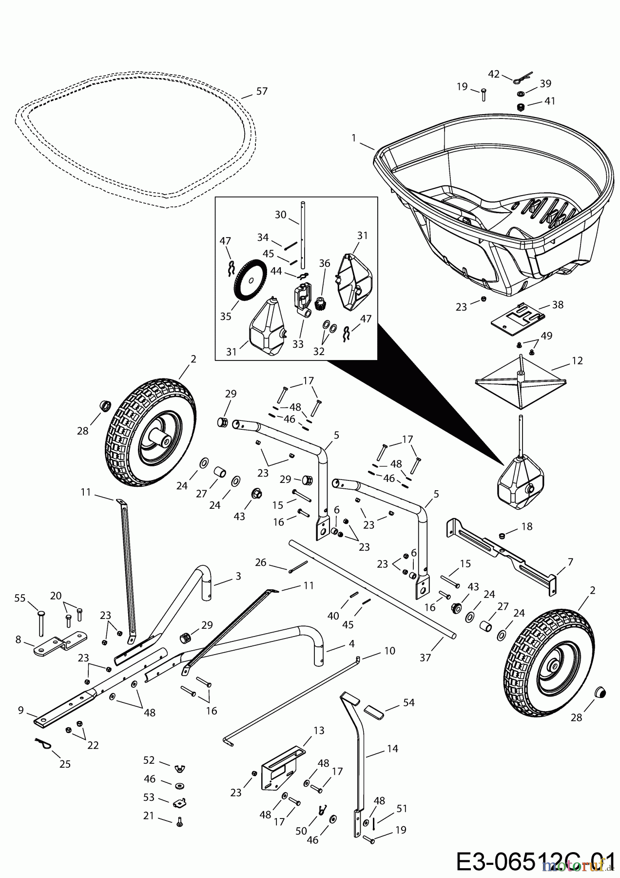  MTD Zubehör Zubehör Garten- und Rasentraktoren Streuer 45-04632  (196-534-000) 196-534-000  (2018) Grundgerät