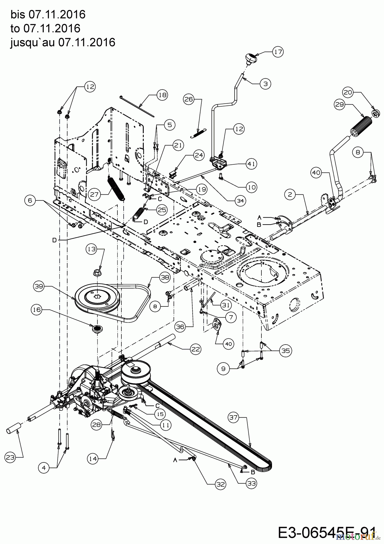 MTD Rasentraktoren DL 960 T 13H276KF677 (2017) Fahrantrieb bis 07.11.2016