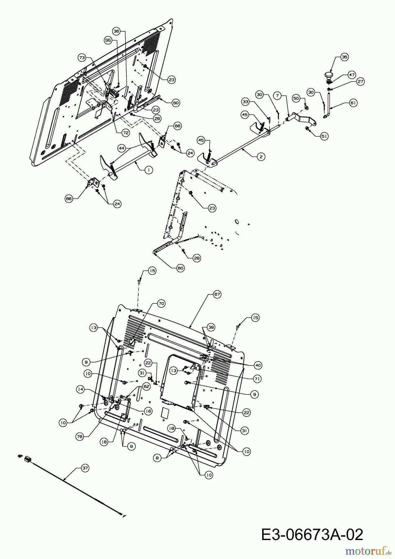  Gutbrod ältere Modelle Rasentraktoren GLX 105 RHL-SK 13CF51GN690  (2011) Heckplatte