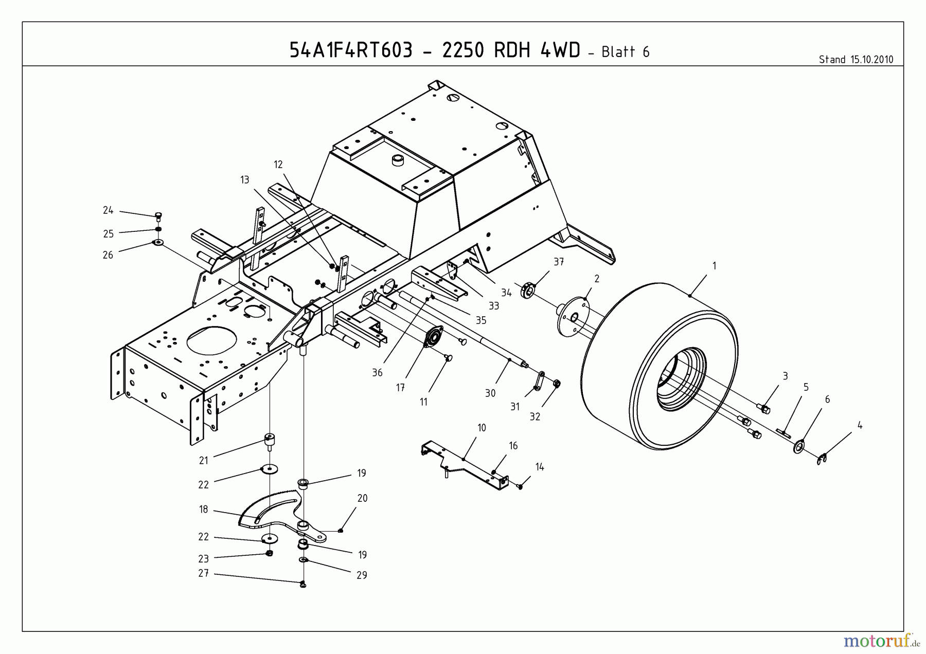  Cub Cadet Kompakttraktoren CC 2250 RDH 4 WD 54A1F4RT603  (2011) Lenksegment, Räder hinten