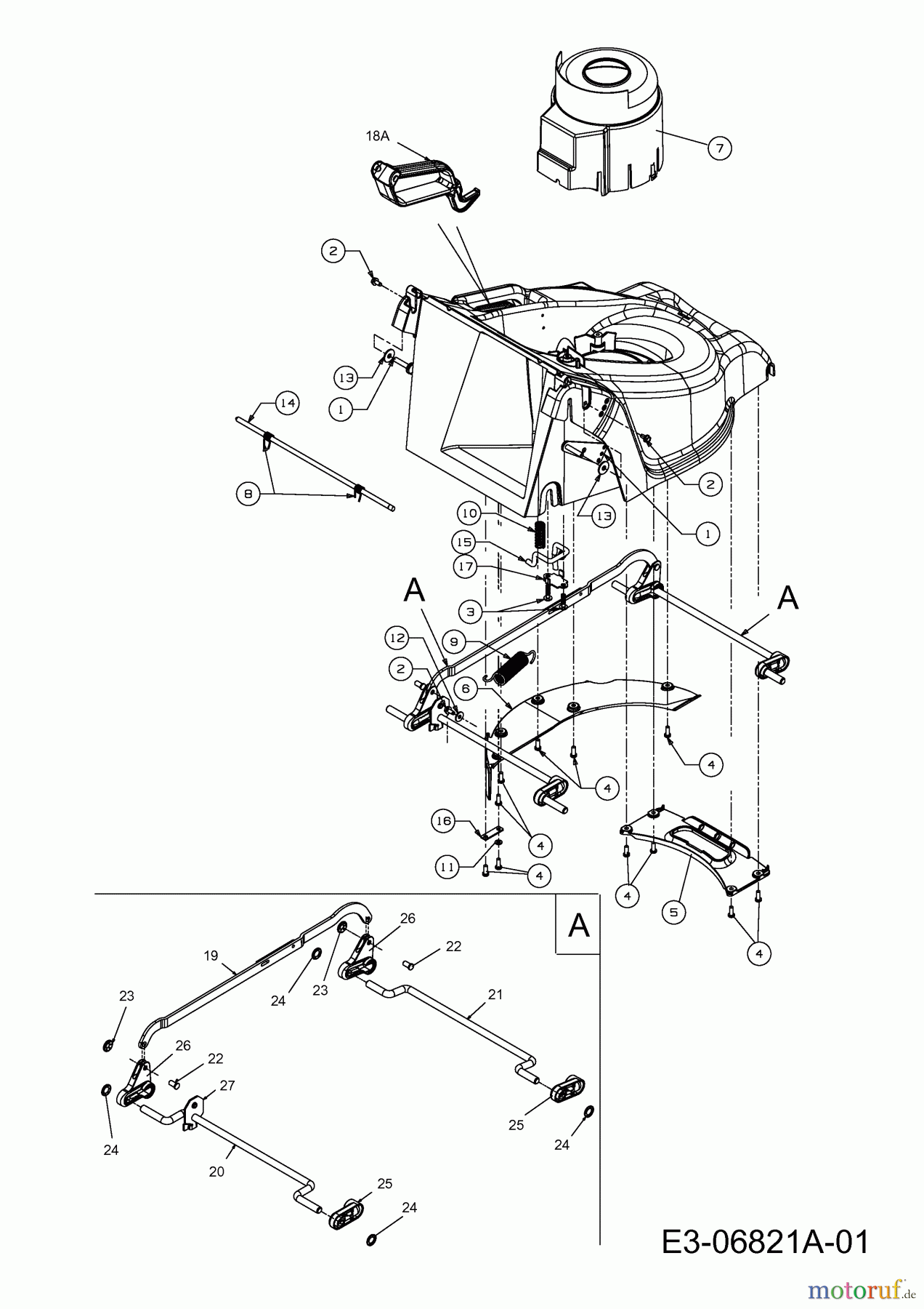  Wolf-Garten Elektromäher Ambition 40 E 18D-N4S-650  (2011) Höhenverstellung, Luftführung