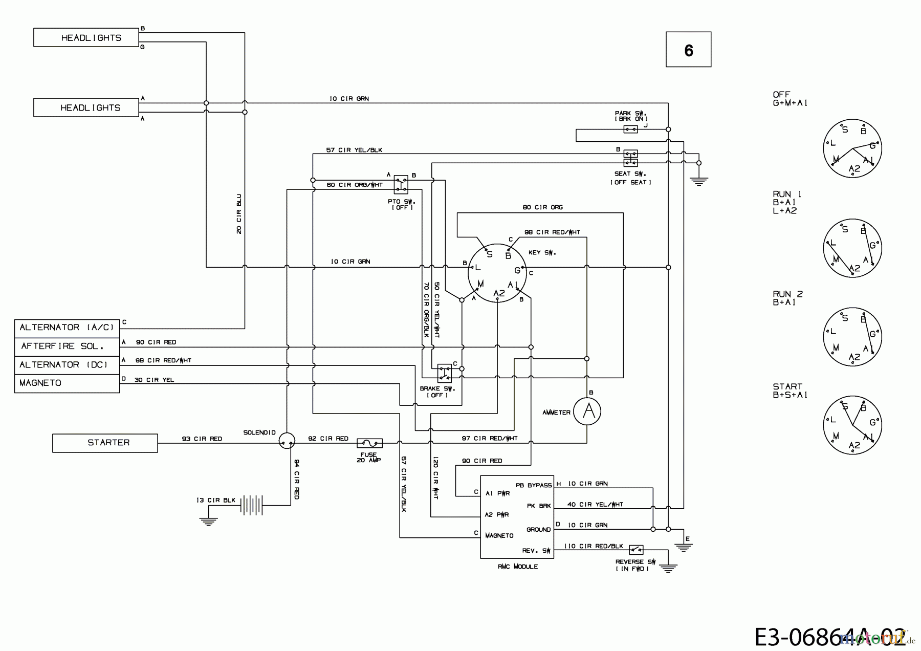  MTD Rasentraktoren 742 RL 13AN772G370  (2009) Schaltplan