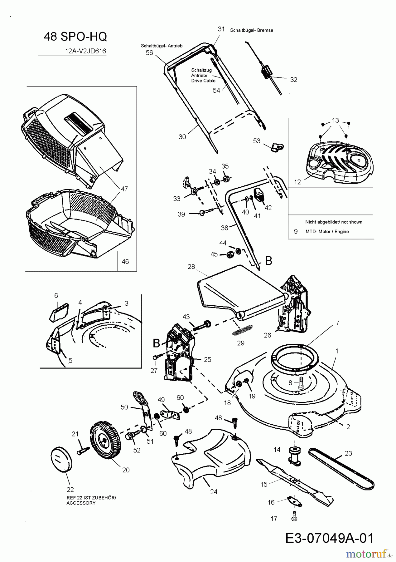  MTD ältere Modelle Motormäher mit Antrieb 48 SPO-HQ 12A-V2JD616  (2011) Grundgerät