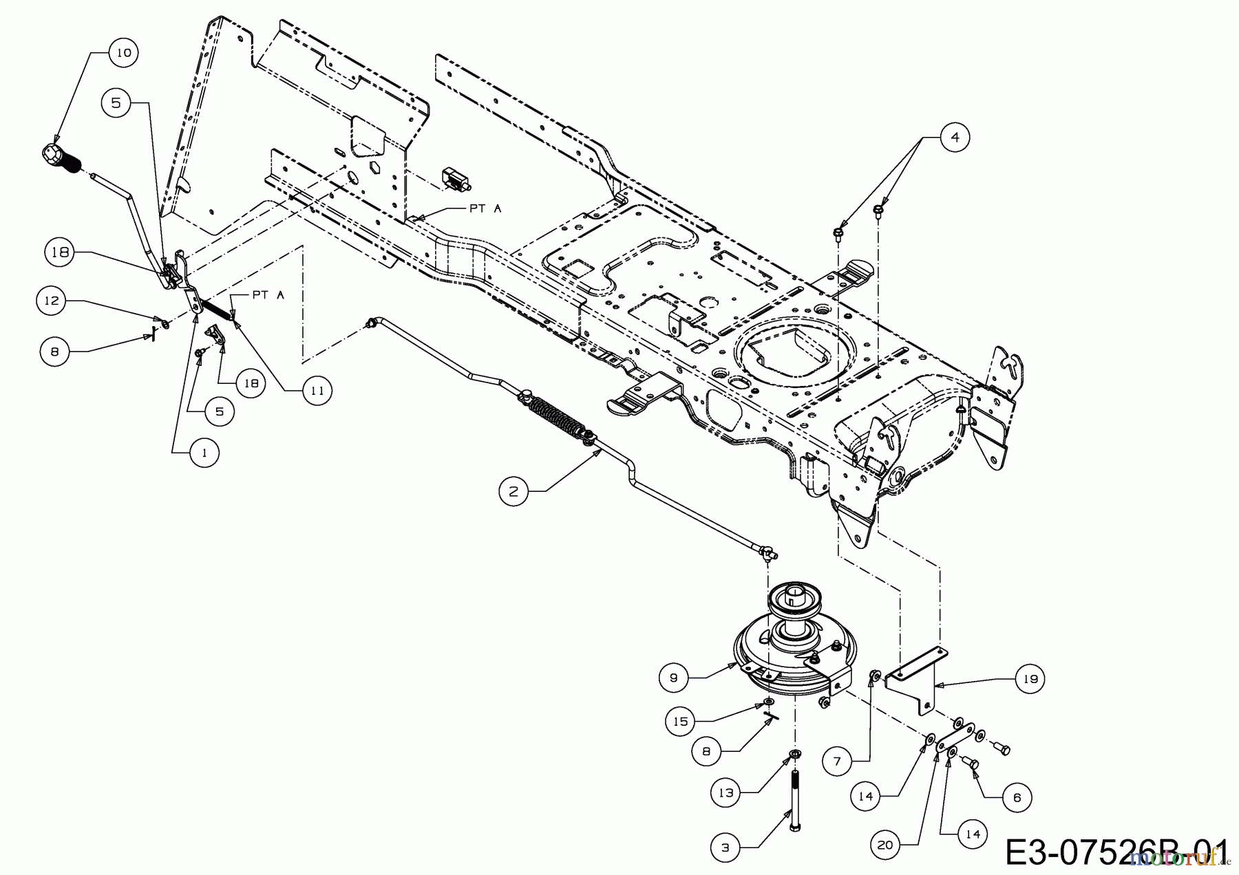  Massey Ferguson Rasentraktoren MF 36-18 RD 13AD91GE695  (2014) Mähwerkseinschaltung, Motorkeilriemenscheibe