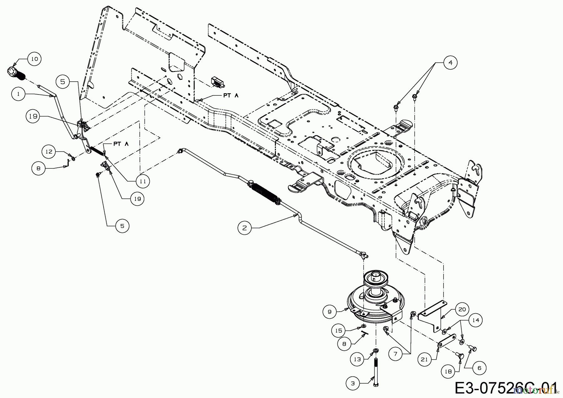  Massey Ferguson Rasentraktoren MF 36-18 RDT 13HT91GE695  (2015) Mähwerkseinschaltung, Motorkeilriemenscheibe