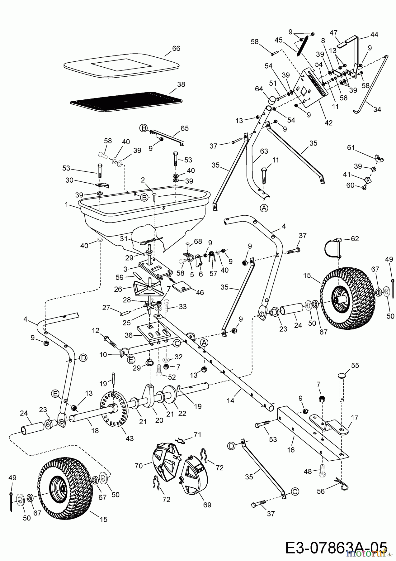  MTD Zubehör Zubehör Garten- und Rasentraktoren Streuer 45-03296  (196-036-000) 196-036-000  (2018) Grundgerät