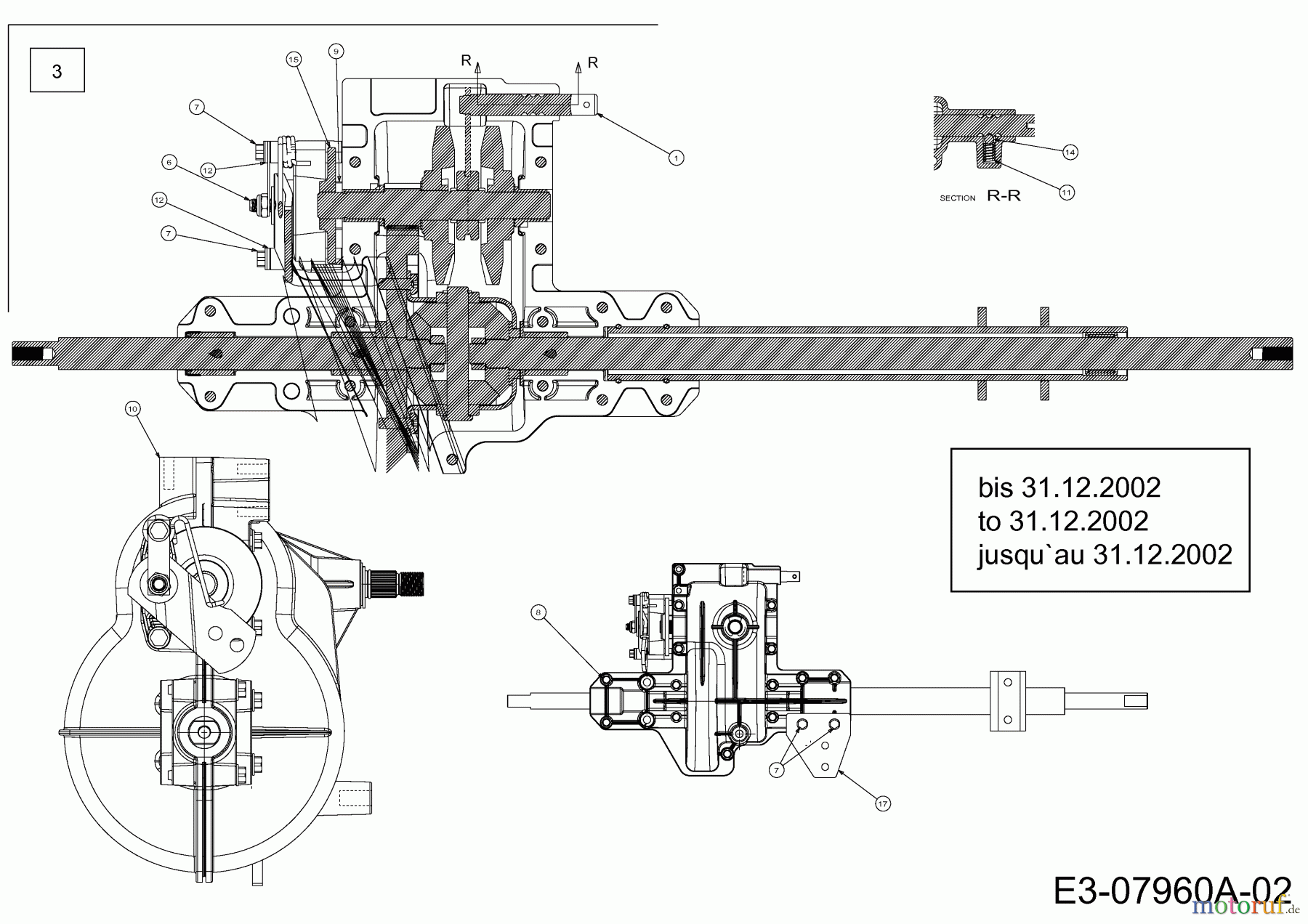  MTD Rasentraktoren SE 135 A 13AA508E670  (2002) Getriebe 618-0580 bis 31.12.2002