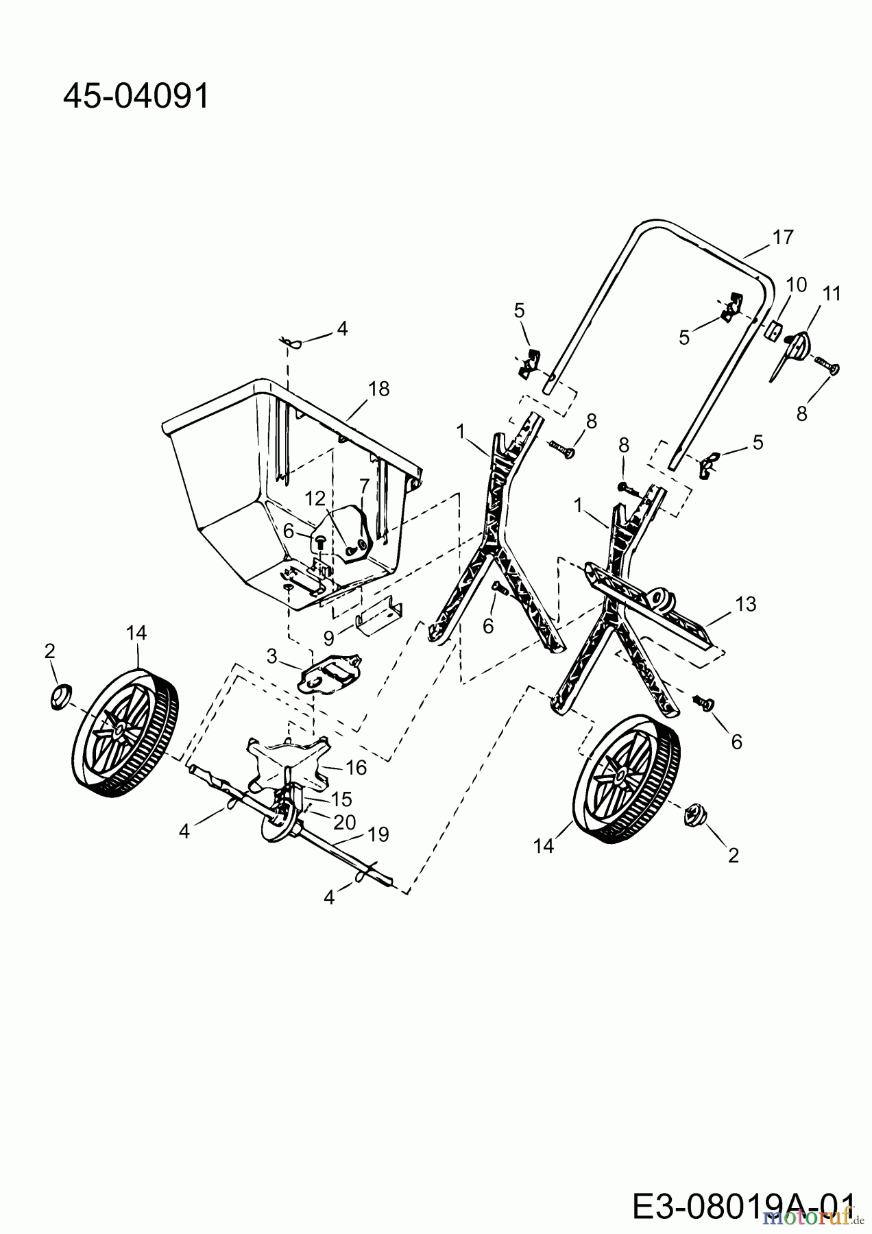  MTD Zubehör Zubehör handgeführte Geräte Streuer 45-04091  (190-701-000) 190-701-000  (2009) Grundgerät