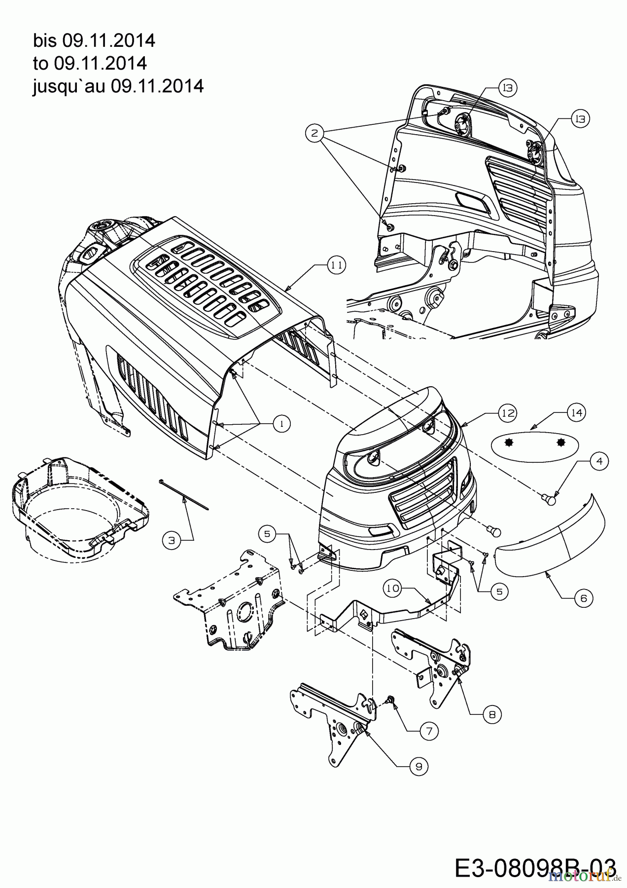  MTD Rasentraktoren Smart RE 115 13HH765E676  (2015) Motorhaube 5-Style bis 09.11.2014