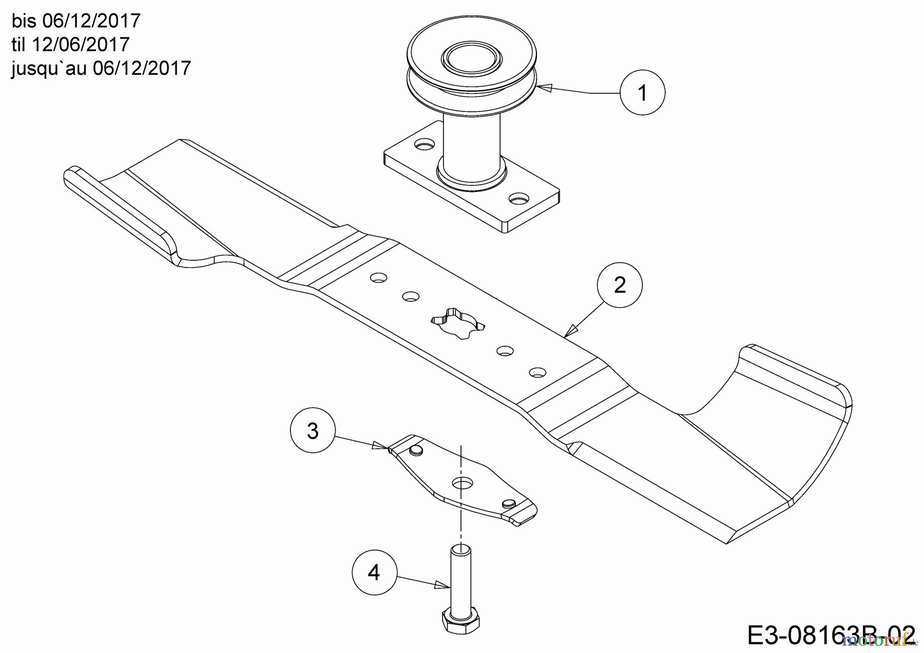  Cub Cadet Motormäher mit Antrieb LM1 AR42 12A-LQSJ603  (2018) Messer, Messeraufnahme bis 06/12/2017