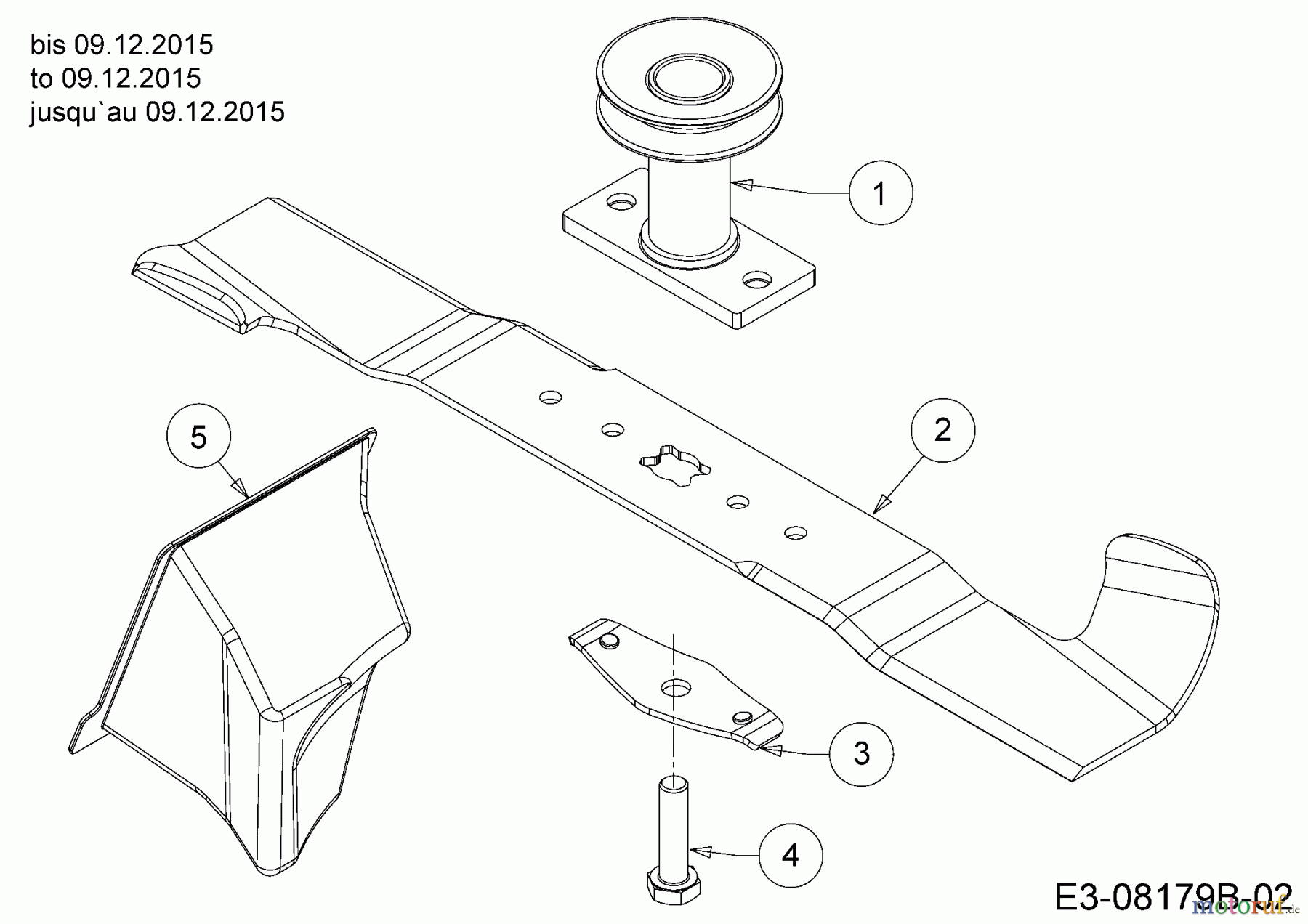  Gutbrod Motormäher mit Antrieb HB 46 AB 12ABTV5E690  (2016) Messer, Messeraufnahme, Mulchstopfen bis 09.12.2015