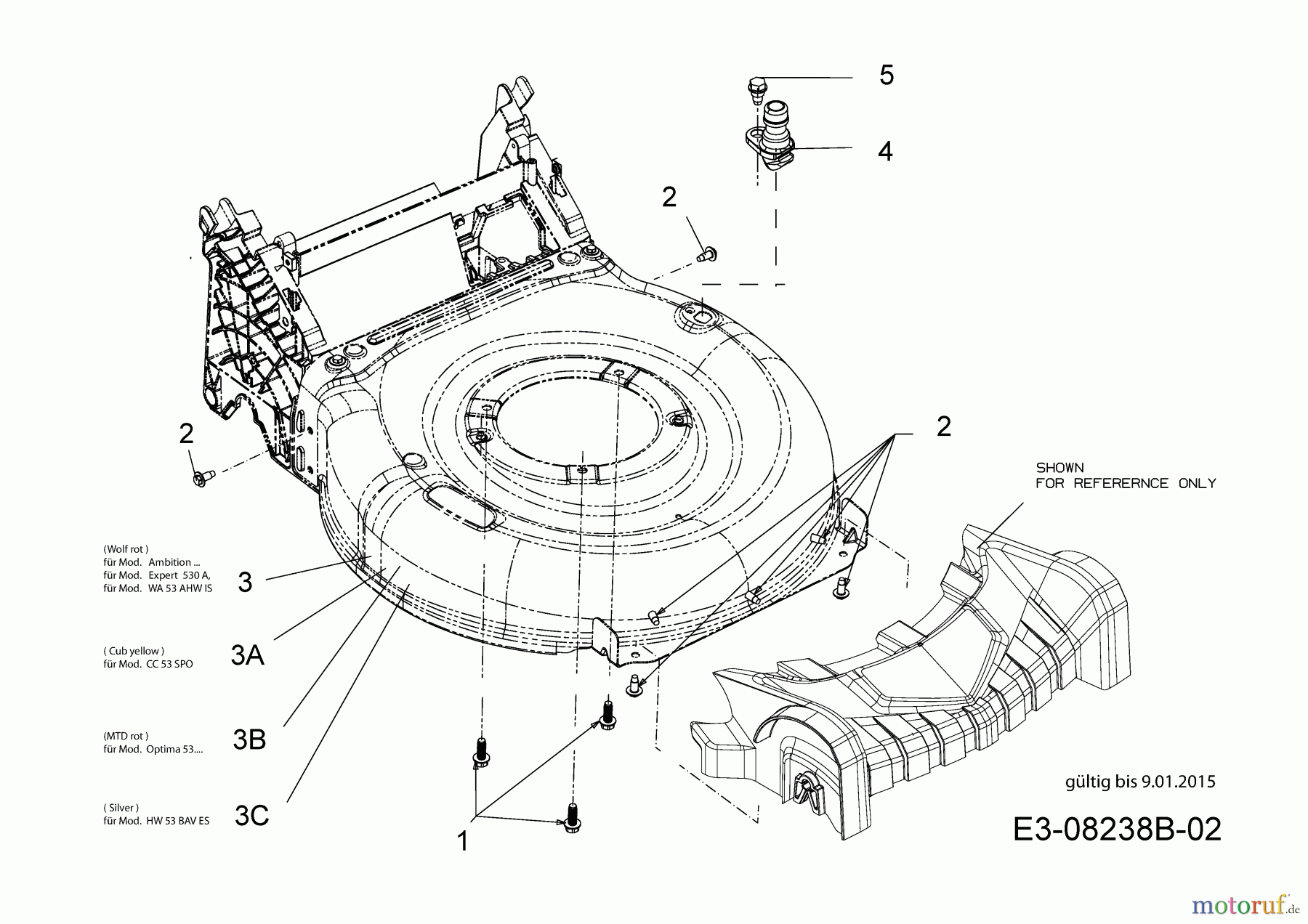  Wolf-Garten Motormäher mit Antrieb WA 53 AHWIS 12A-PV6J650  (2015) Mähwerksgehäuse bis 09.01.2015