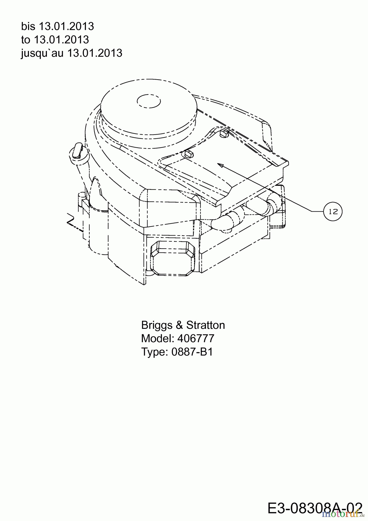  Colombia Rasentraktoren PX 20 BT 107 H 13CT796G646  (2013) Motor Briggs & Stratton bis 13.01.2013