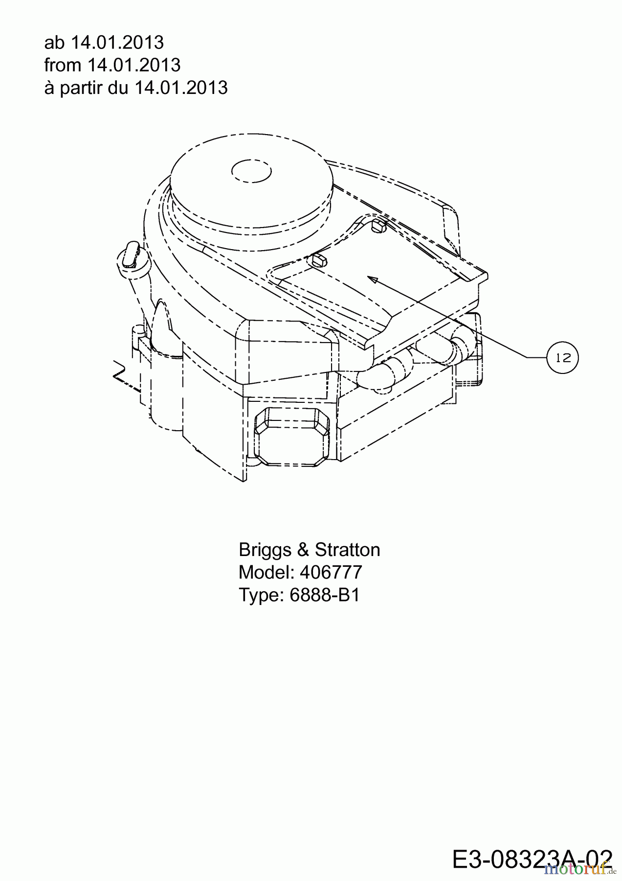  Colombia Rasentraktoren PX 20 BT 107 H 13CT796G646  (2013) Motor Briggs & Stratton ab 14.01.2013