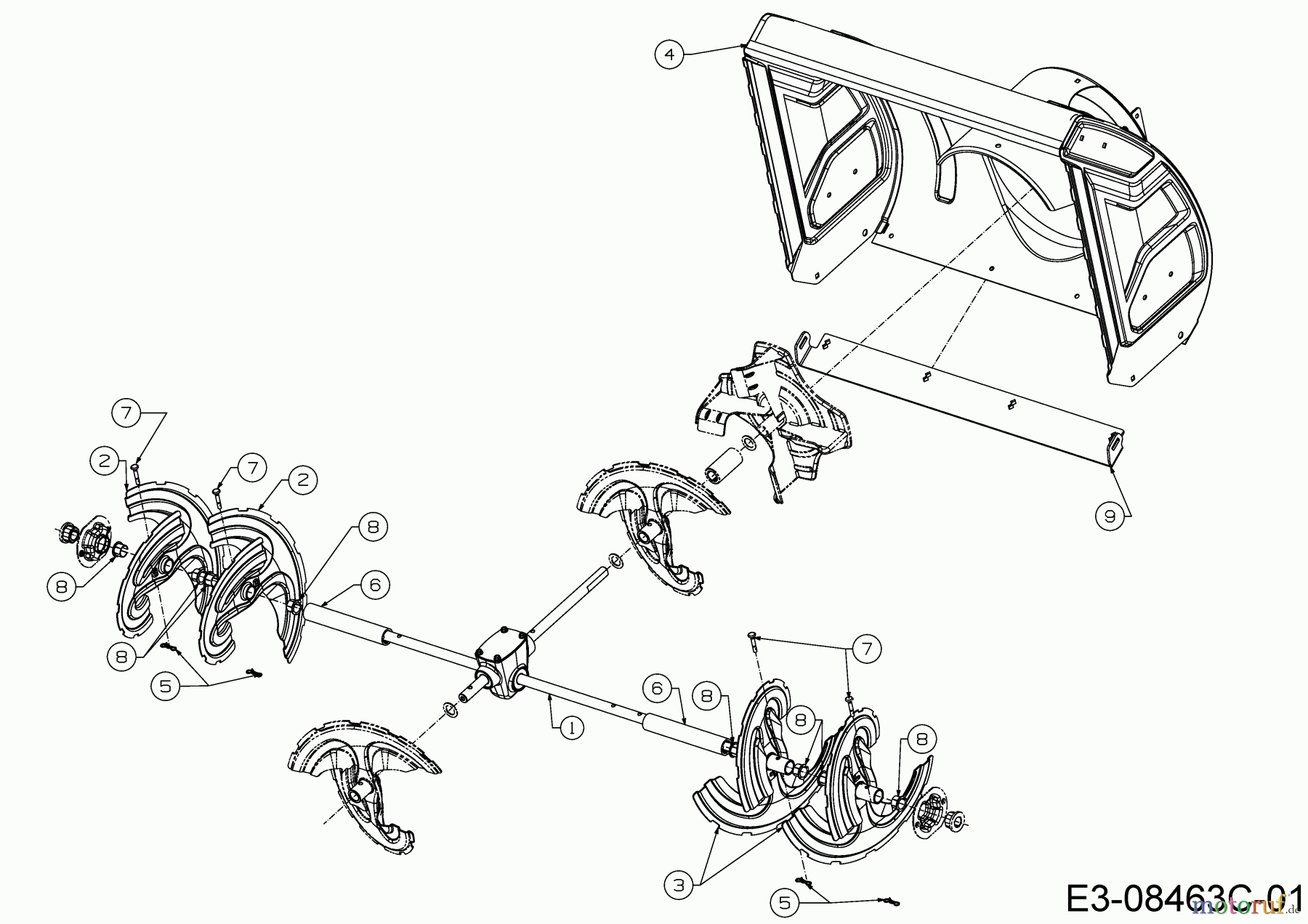  Cub Cadet Schneefräsen 530 HD SWE 31AY57KZ603  (2017) Fräsgehäuse, Schnecke, Schneckengetriebe