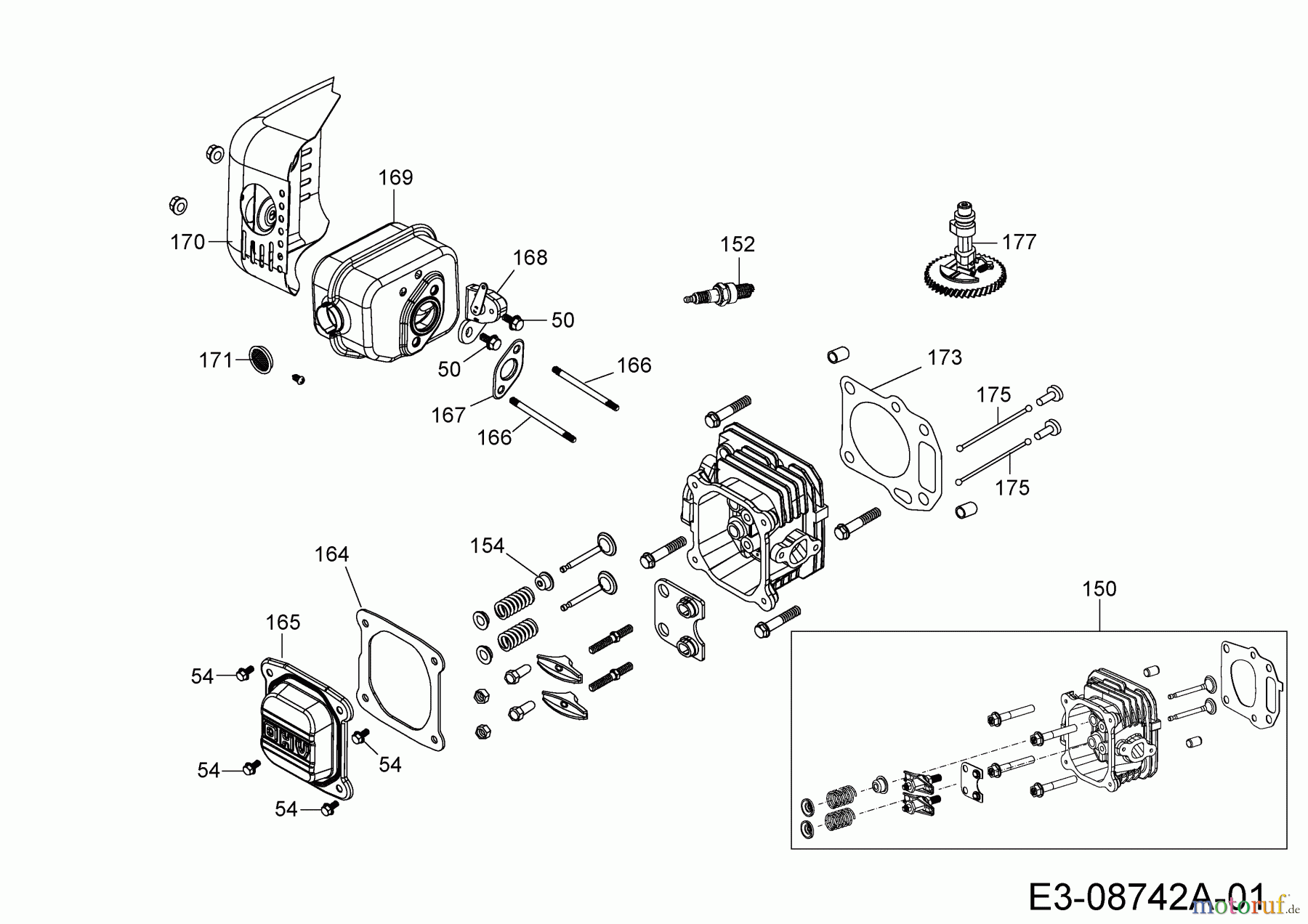  MTD-Motoren Vertikal 6X65RH 752Z6X65RH  (2016) Auspuff, Nockenwelle, Zylinderkopf