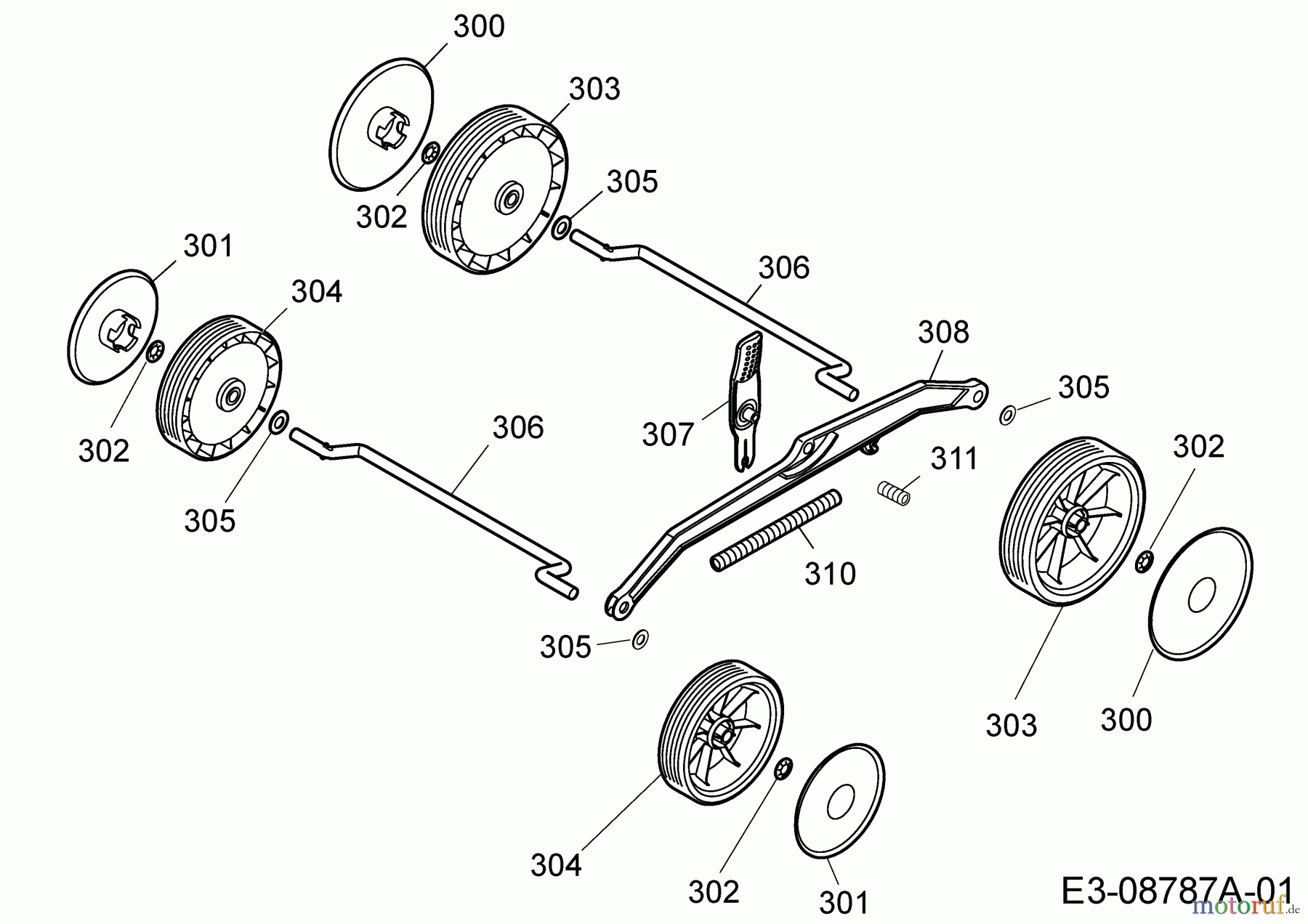  WOLF-Garten Expert Elektromäher Expert 34 E 18CWF1S-C50  (2017) Achse, Höhenverstellung, Räder