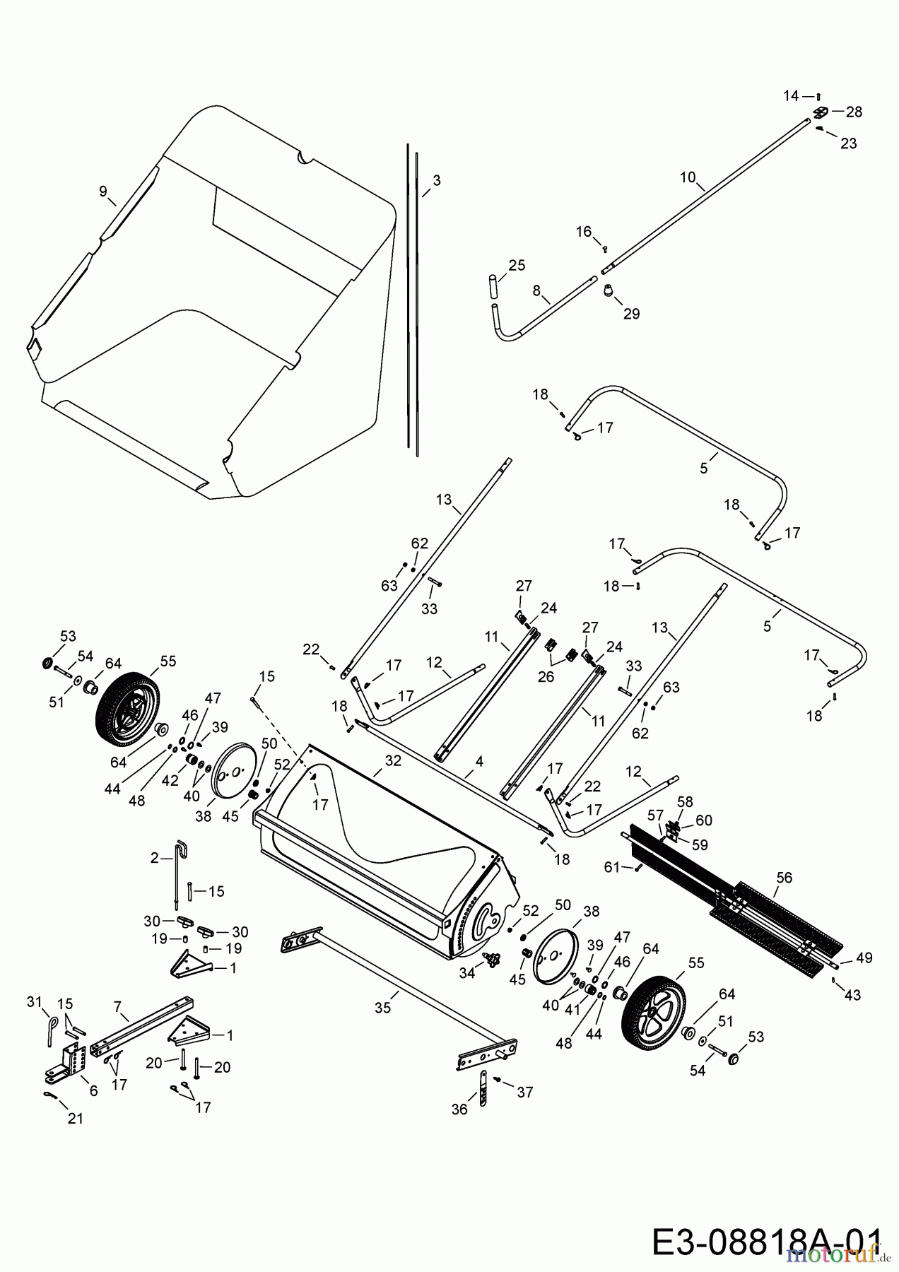  MTD Zubehör Zubehör Garten- und Rasentraktoren Rasenkehrer 45-0492  (196-540-000) 196-540-000  (2017) Grundgerät