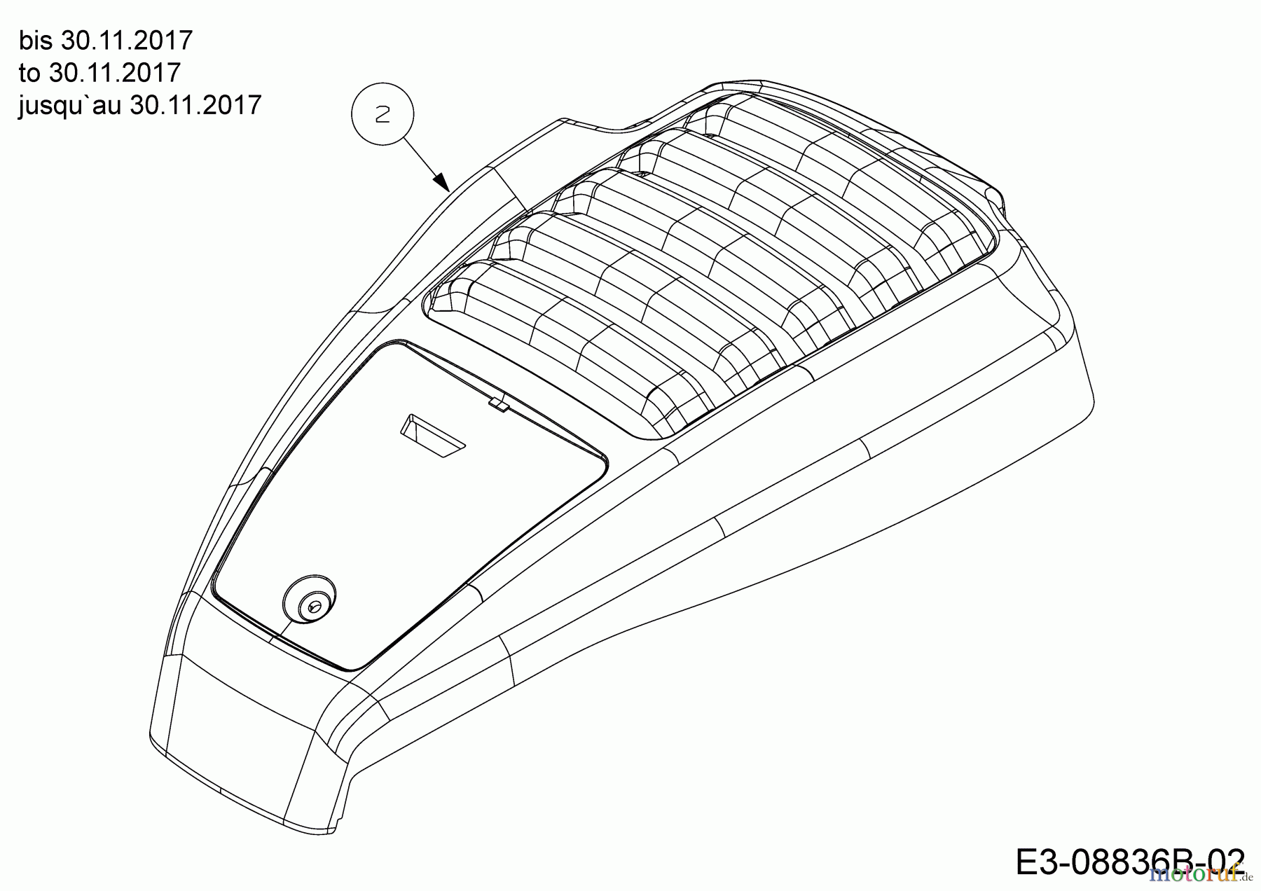  Cub Cadet Motormäher mit Antrieb LM2 DR46ES 12BCTQS7603  (2018) Motorhaube bis 30.11.2017