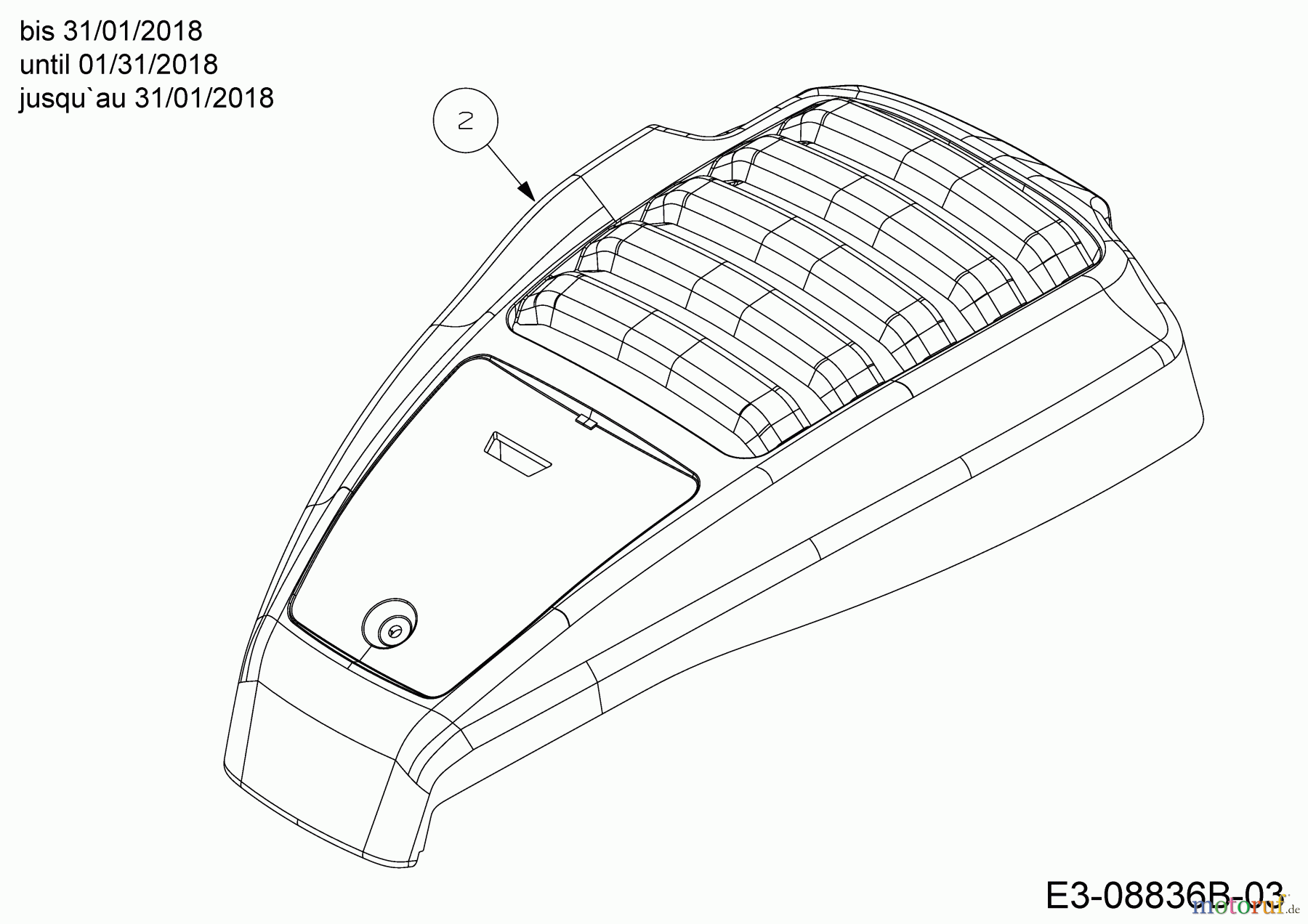  Cub Cadet Motormäher mit Antrieb LM2 DR46S 12BBTQKC603  (2018) Motorhaube bis 31/01/2018