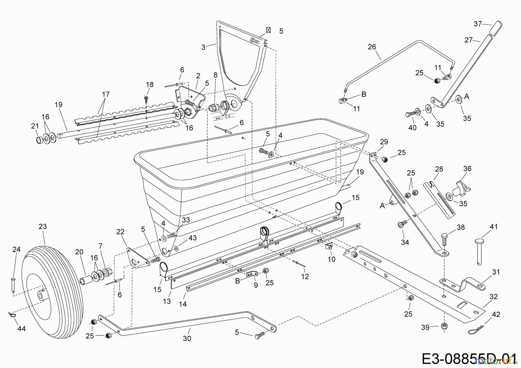  MTD Zubehör Zubehör Garten- und Rasentraktoren Streuer 45-02883  (196-003-000) 196-003-000  (2018) Grundgerät