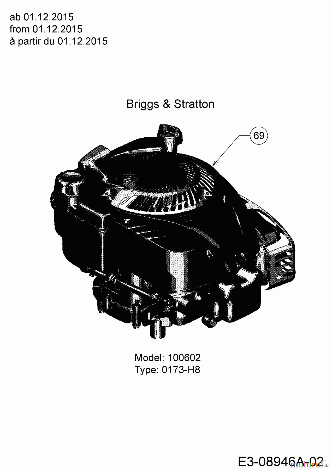  Wolf-Garten Motormäher mit Antrieb A 530 AVHW 12AQPV6K650  (2016) Motor Briggs & Stratton ab 01.12.2015