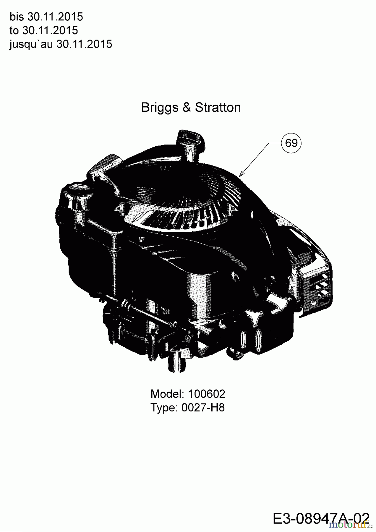  Wolf-Garten Motormäher mit Antrieb A 530 AVHW 12AQPV6K650  (2016) Motor Briggs & Stratton bis 30.11.2015