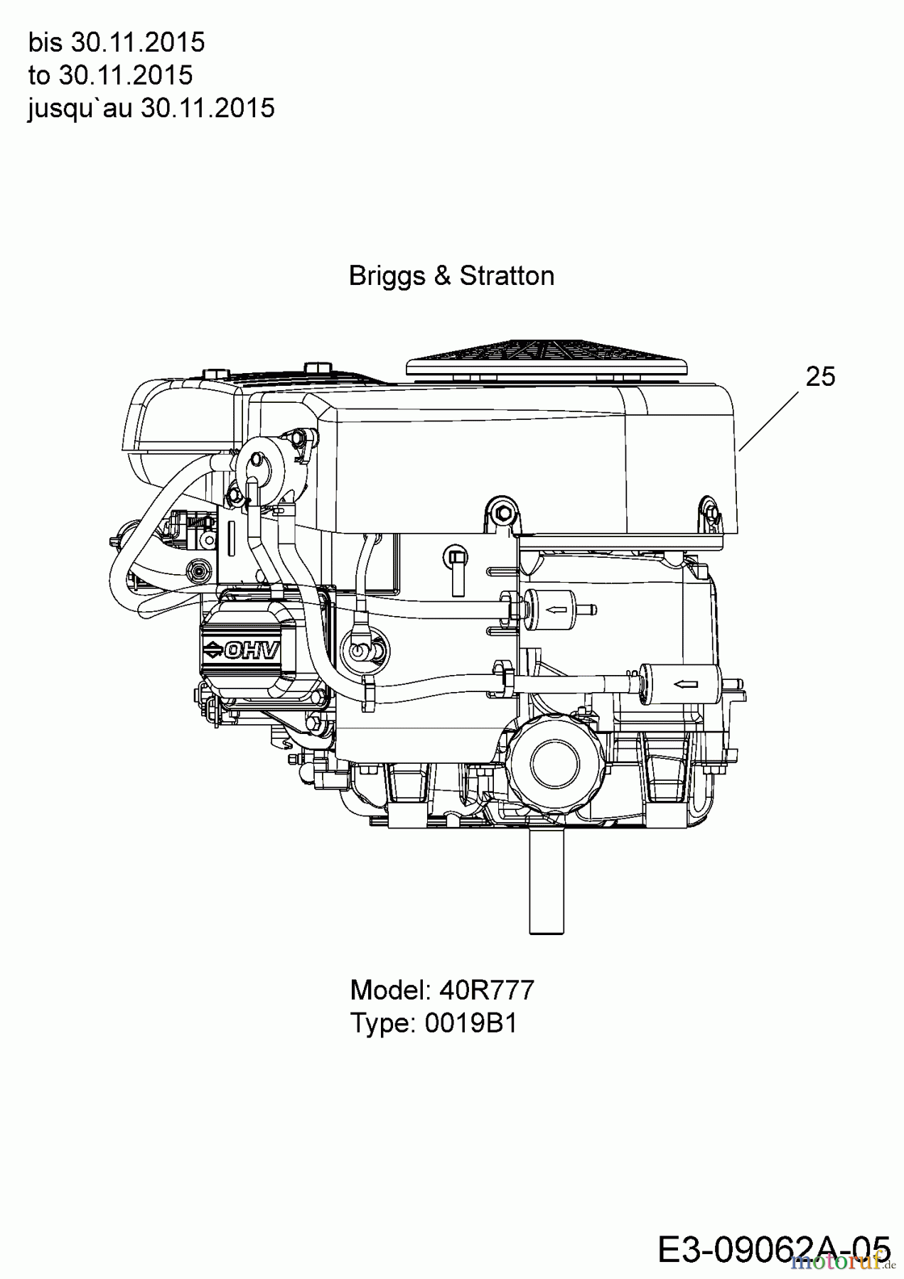  Cub Cadet Rasentraktoren CC 1020 BHN 13HT91AN603  (2016) Motor Briggs & Stratton bis 30.11.2015