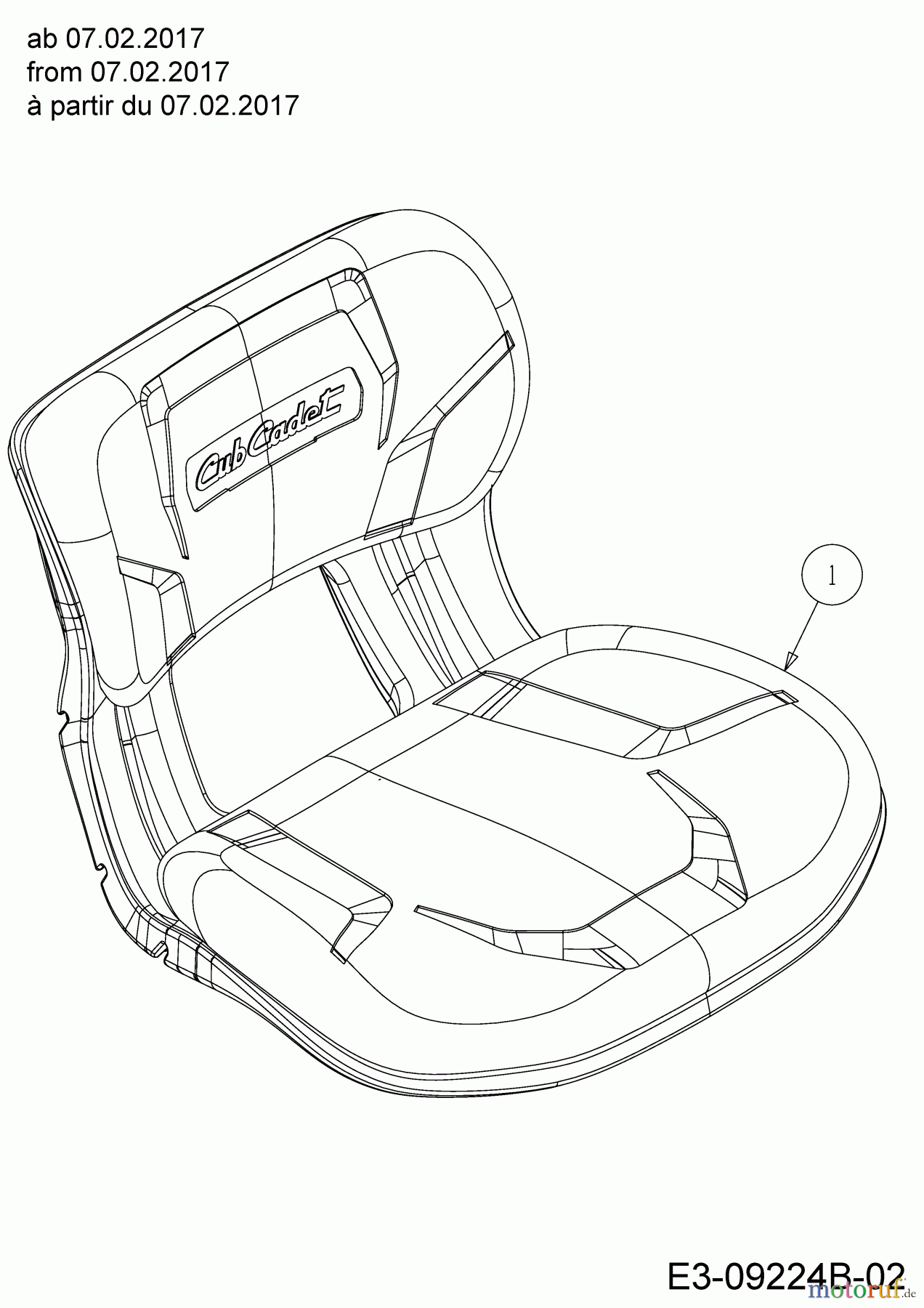  Cub Cadet Rasentraktoren XT2 QR106 13AQA1CR330  (2018) Sitz ab 07.02.2017