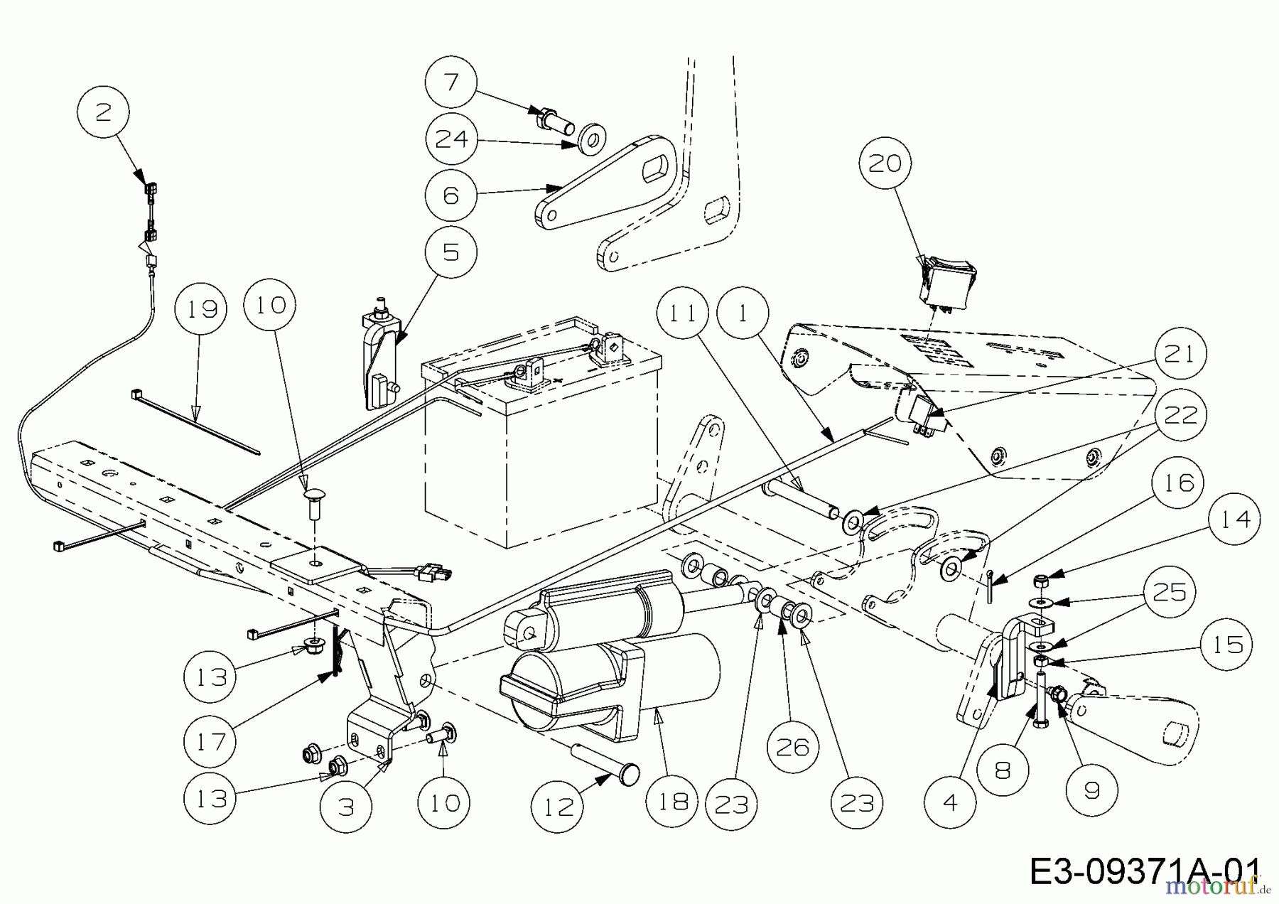  MTD Zubehör Zubehör Zero Turn Elektrische Mähwerksaushebung für Tank SZ 60 Commercial 59A30035150 (2016) Grundgerät