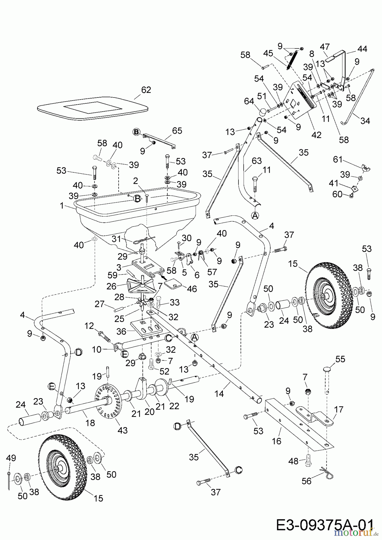  MTD Zubehör Zubehör Garten- und Rasentraktoren Streuer 45-0512-100  (196-542A-000) 196-542A000  (2015) Grundgerät