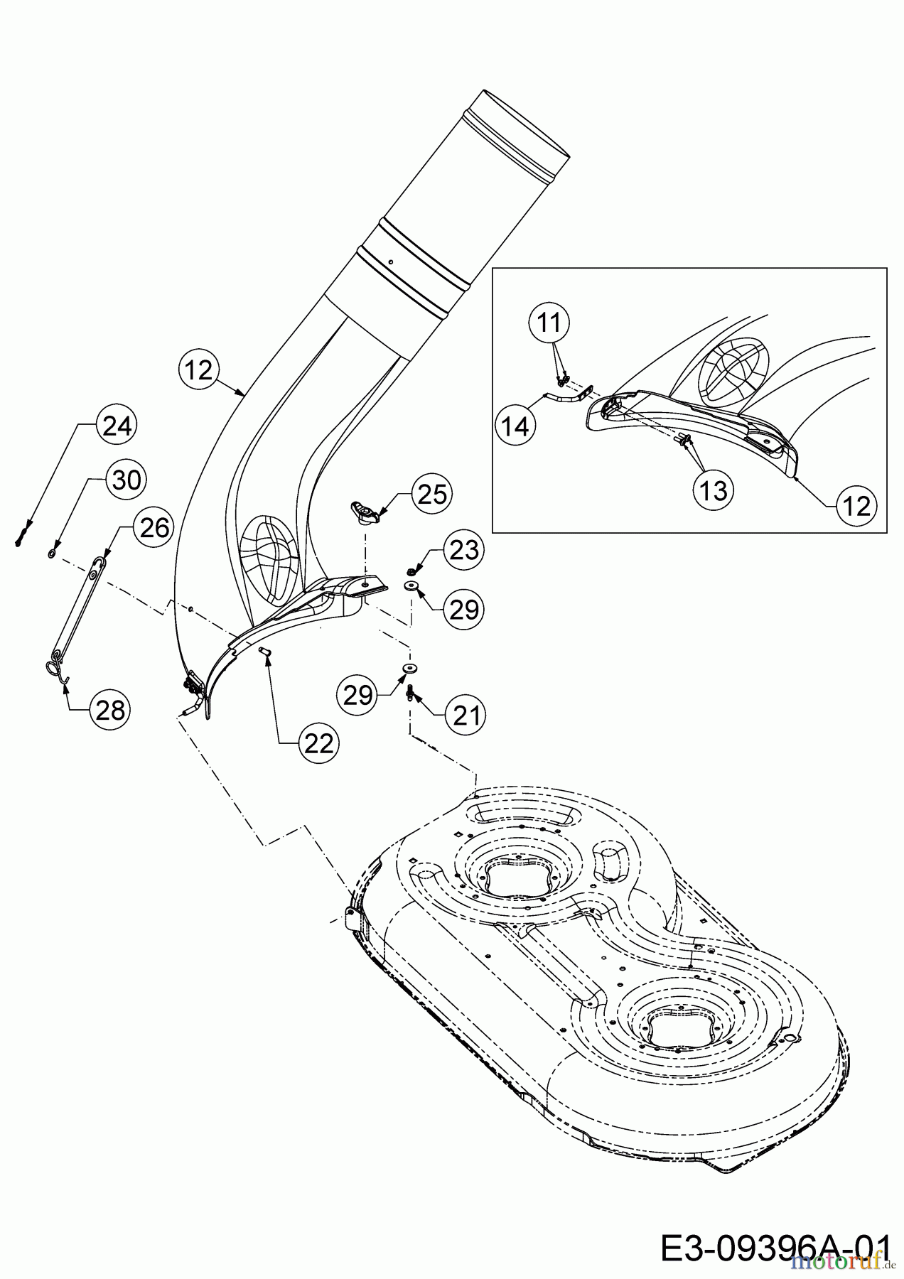  MTD Zubehör Zubehör Zero Turn Grasfangvorrichtung für RZT 42 19C70020OEM (2016) Auswurfschacht, Befestigung Auswurfschacht