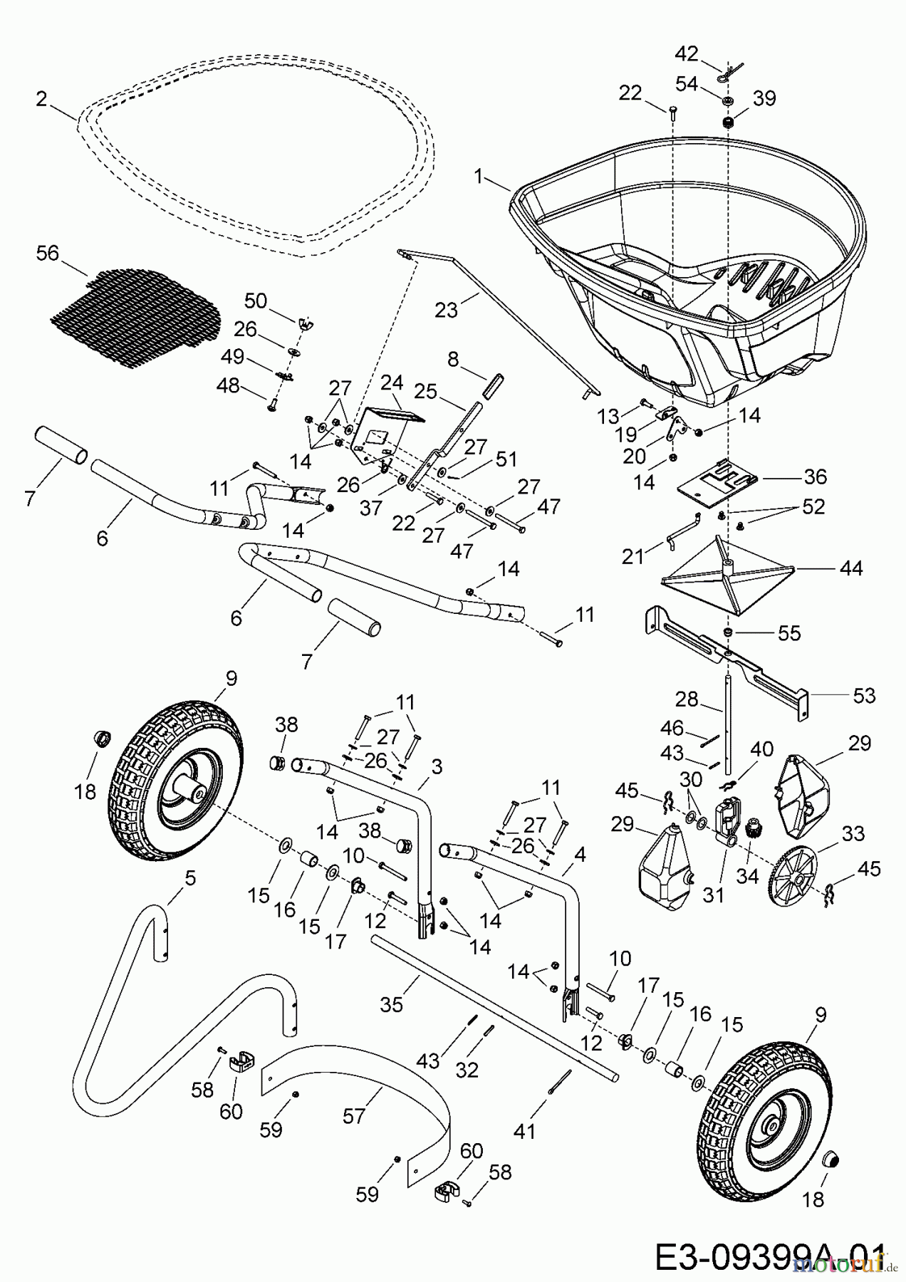  MTD Zubehör Zubehör handgeführte Geräte Streuer 45-0502  (196-063-000) 196-063-000  (2015) Grundgerät