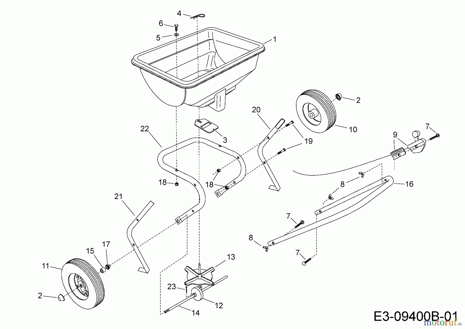  MTD Zubehör Zubehör handgeführte Geräte Streuer 45-03881  (196-055-000) 196-055-000  (2011) Grundgerät