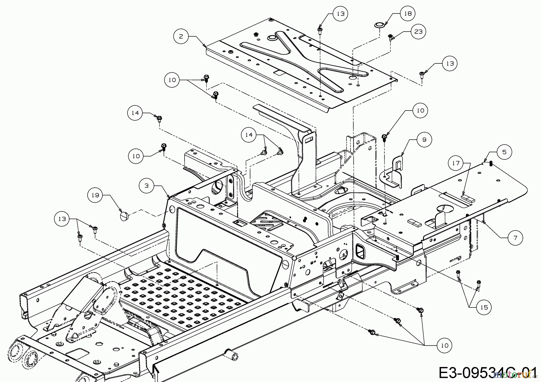  Cub Cadet Zero Turn XZ3 122 17BIDGHB603  (2018) Sitzplatte, Trägerplatte Tank