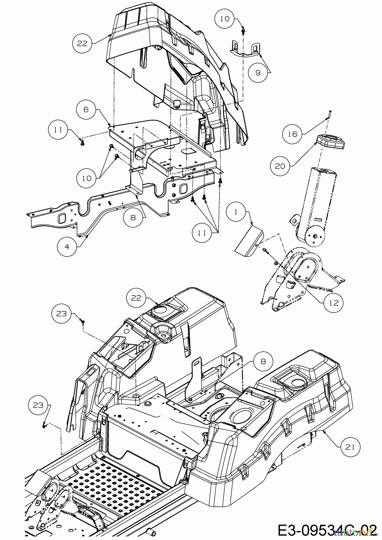  Cub Cadet Zero Turn XZ3 122 17BIDGHB603  (2018) Deckel Lenksäule, Tankverkleidung