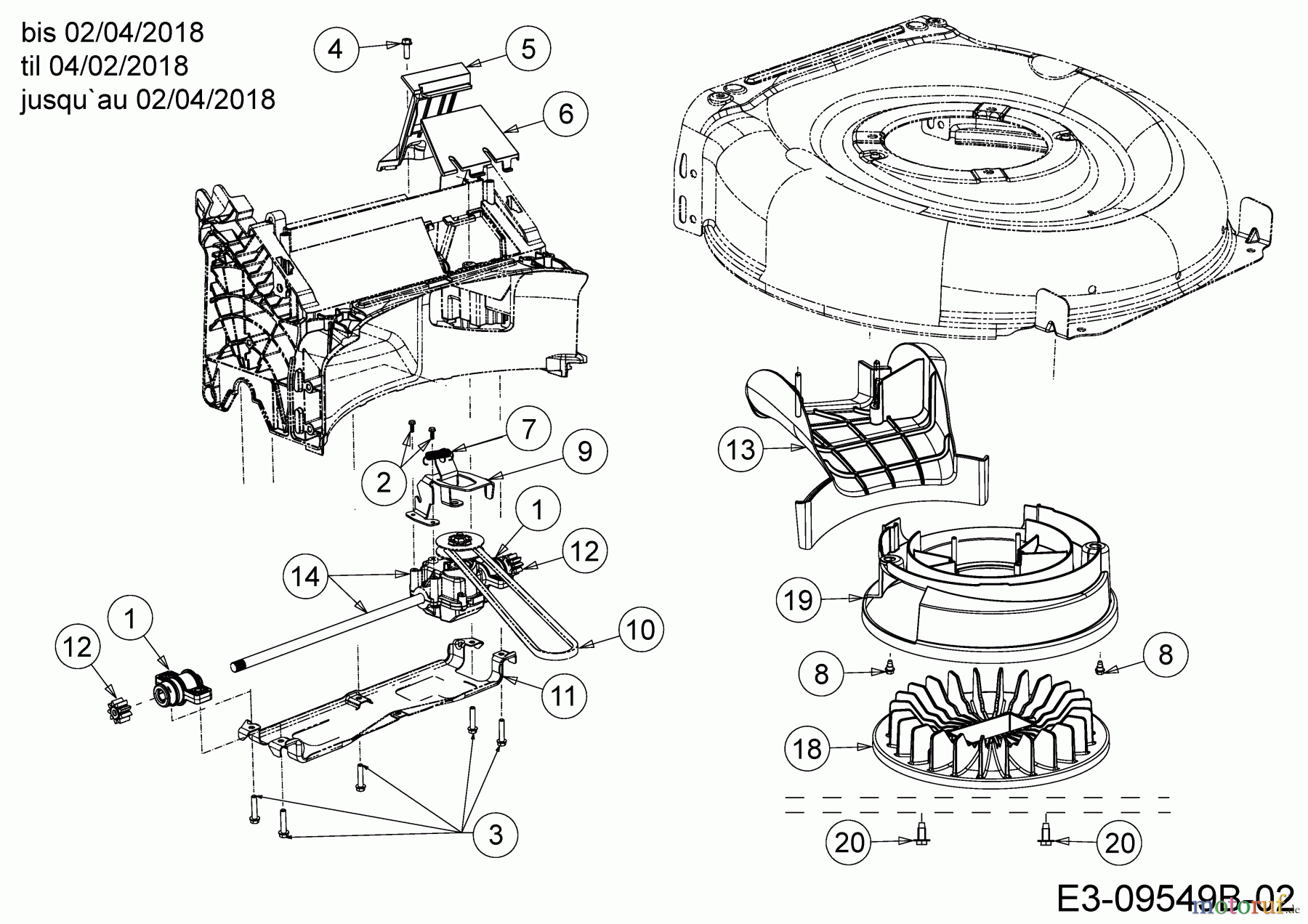  Wolf-Garten Motormäher mit Antrieb WA 460 AHW 12C-TV5E650  (2018) Getriebe, Keilriemen, Lüfterrad bis 02/04/2018