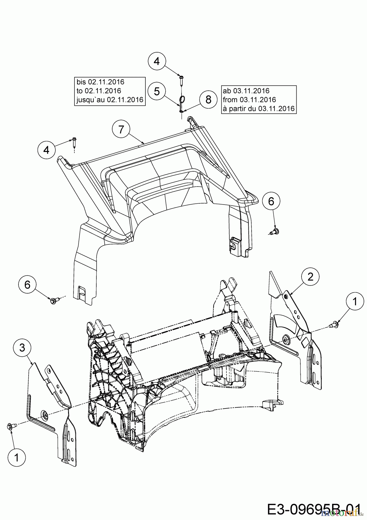  WOLF-Garten Expert Motormäher mit Antrieb Expert 460 AE 12AETUS7650  (2018) Abdeckung hinten, Holmbraketten