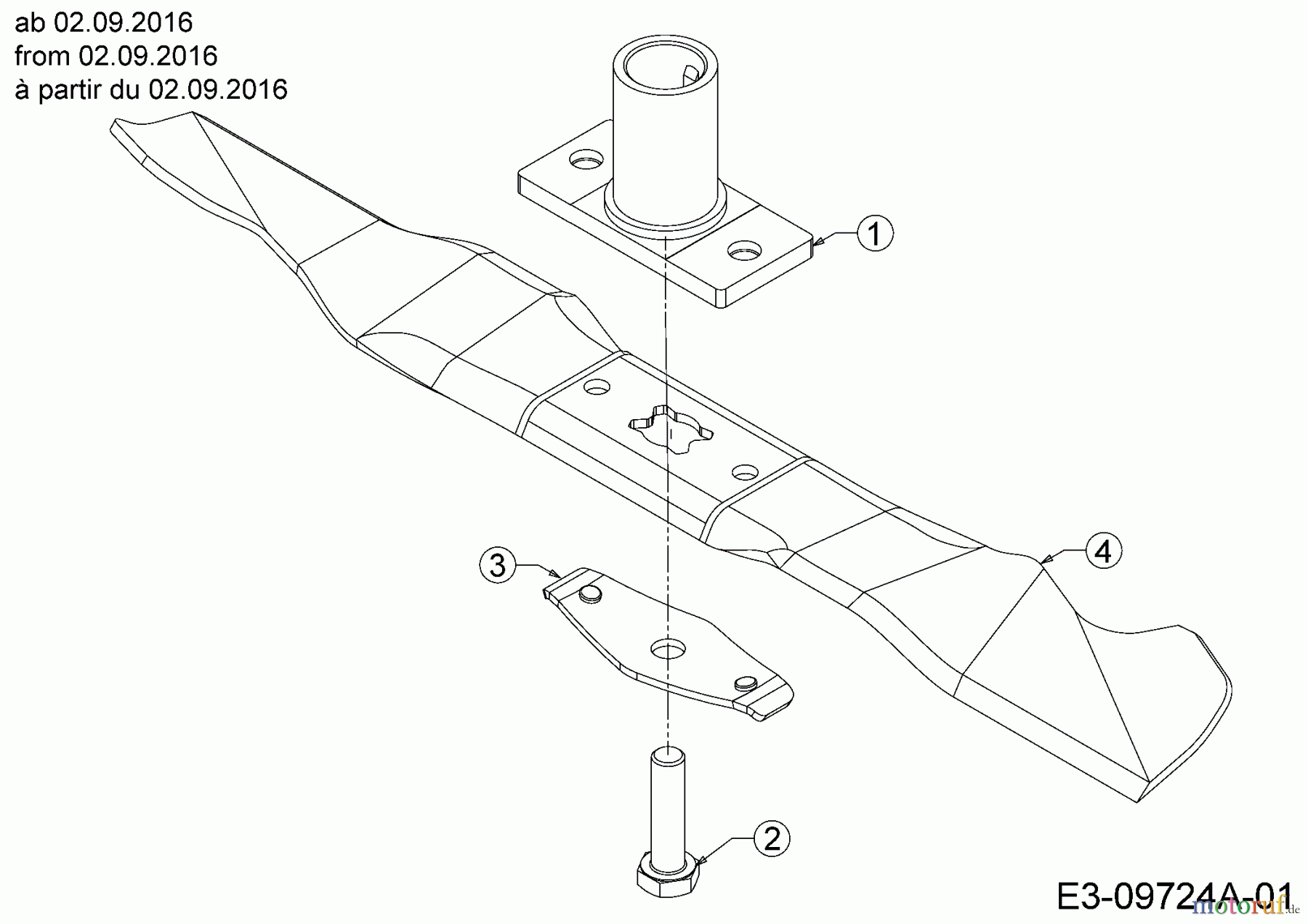  MTD Motormäher DL 46 P 11A-J1SJ677  (2016) Messer, Messeraufnahme ab 02.09.2016