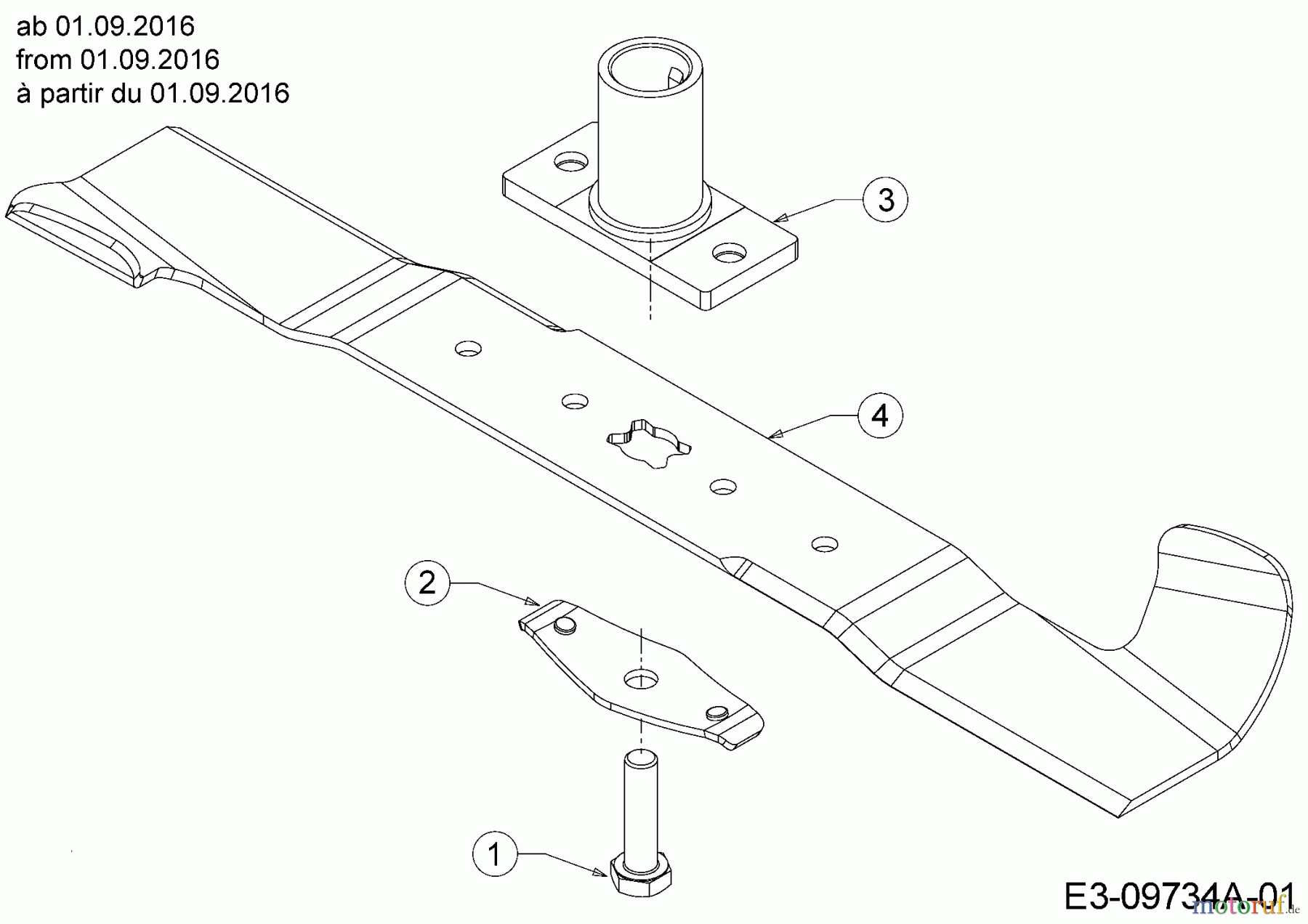  Gutbrod Motormäher HB 46 B 11A-TQ5E690  (2016) Messer, Messeraufnahme ab 01.09.2016