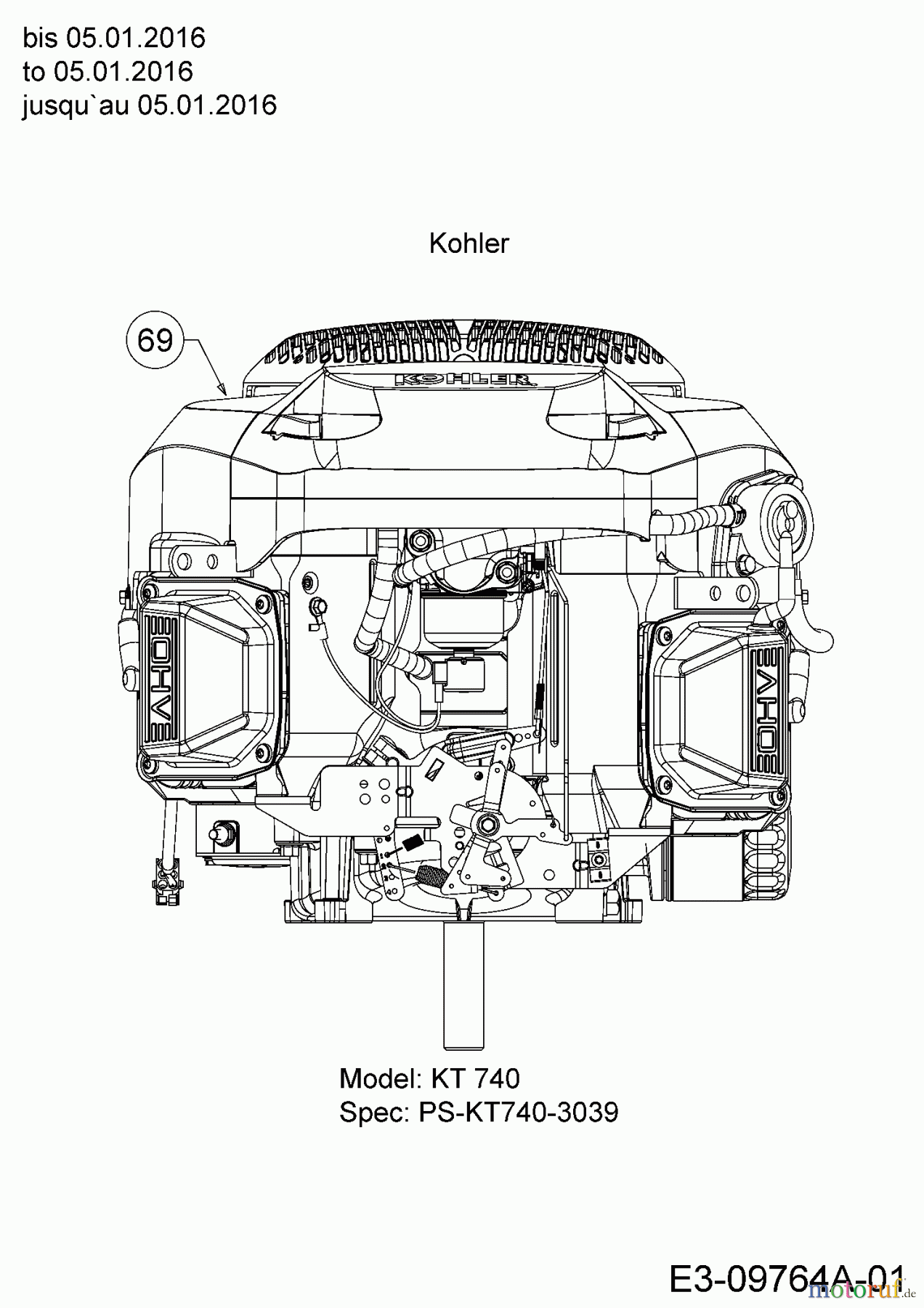  Cub Cadet Zero Turn Z-Force S 60 17BSDGHD010  (2016) Motor Kohler bis 05.01.2016