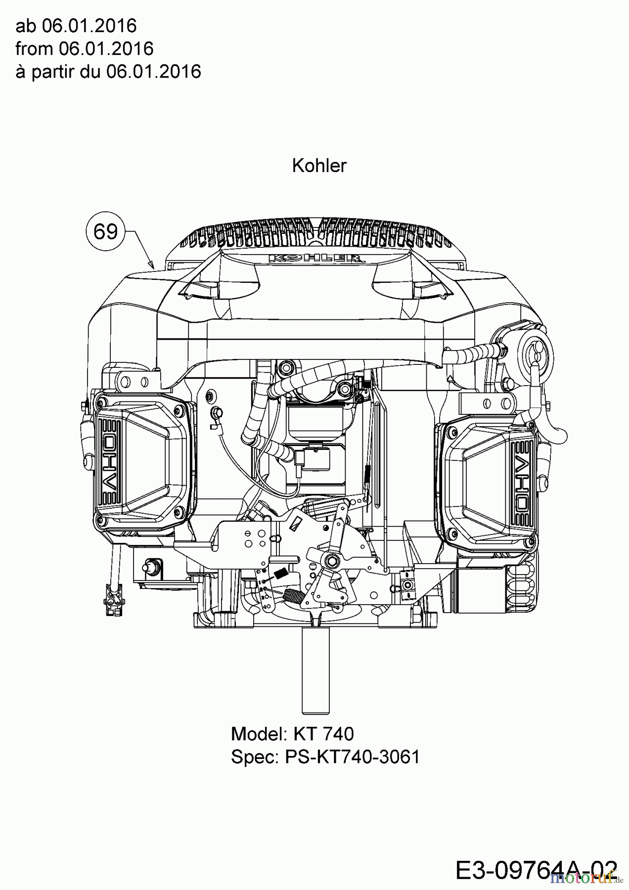  Cub Cadet Zero Turn Z-Force S 60 17BSDGHD010  (2016) Motor Kohler ab 06.01.2016