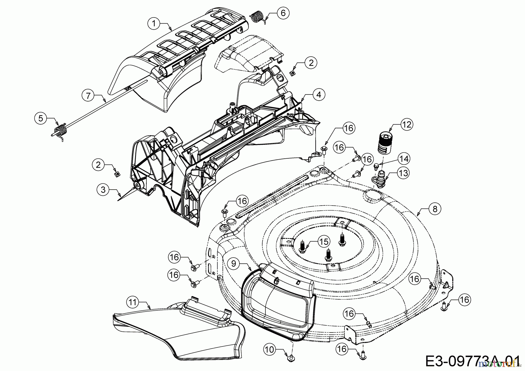  Cub Cadet Motormäher mit Antrieb SC 500 HW 12ABD2M5710  (2017) Deflektor, Mähwerksgehäuse, Mulchklappe, Leitstück hinten, Waschdüse