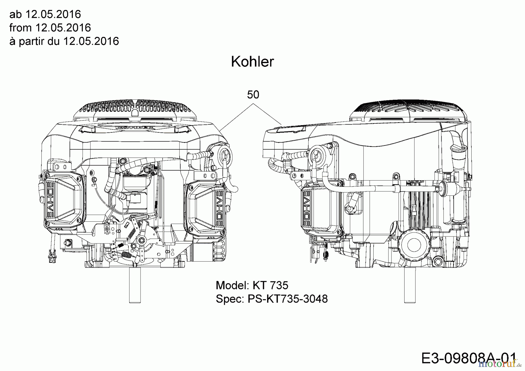  Cub Cadet Gartentraktoren CC 1224 KHP 14HQ94AP603  (2016) Motor Kohler ab 12.05.2016