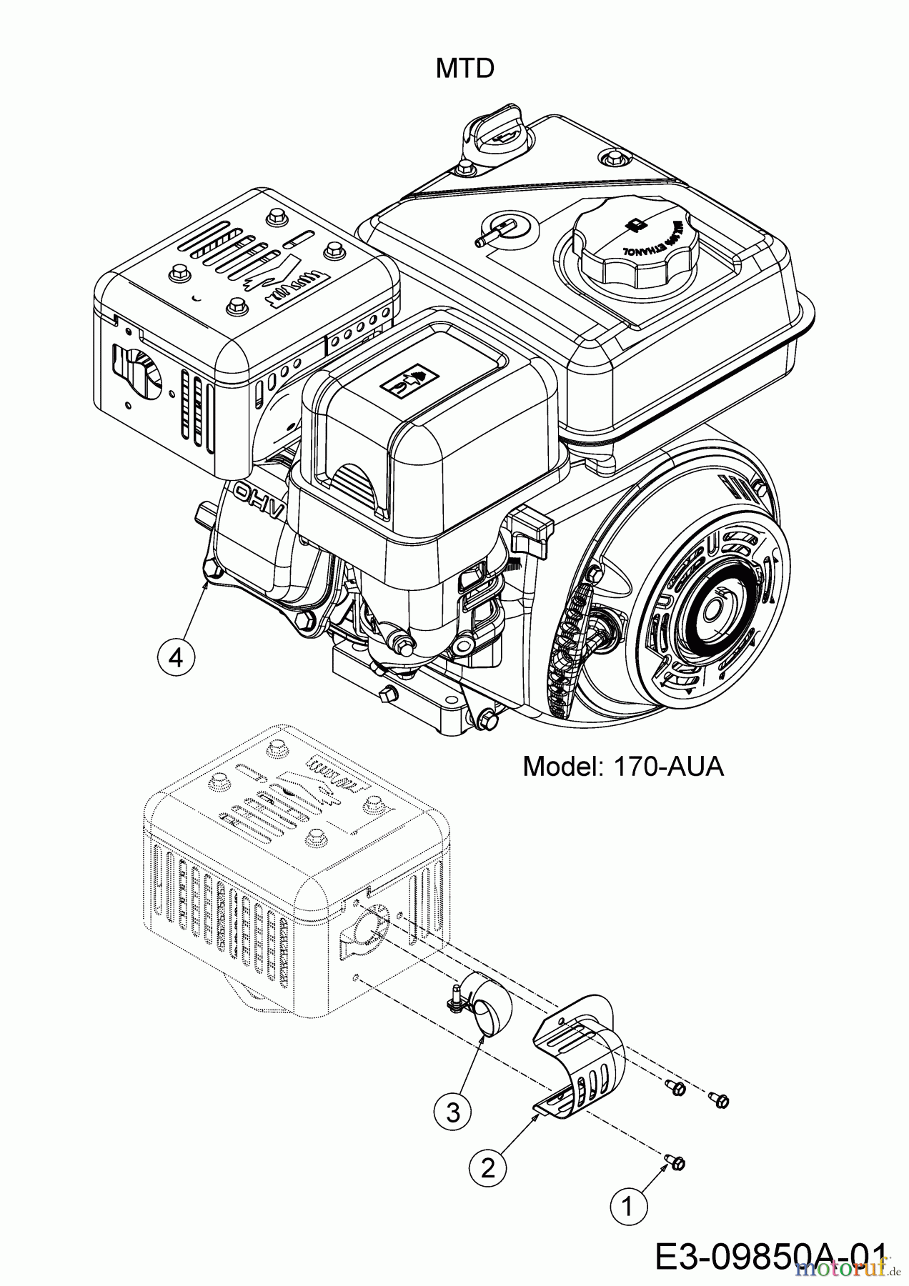  Troy-Bilt Motorhacken Colt FT 21B-34M8766  (2018) Auspuffdeflektor, Motor MTD