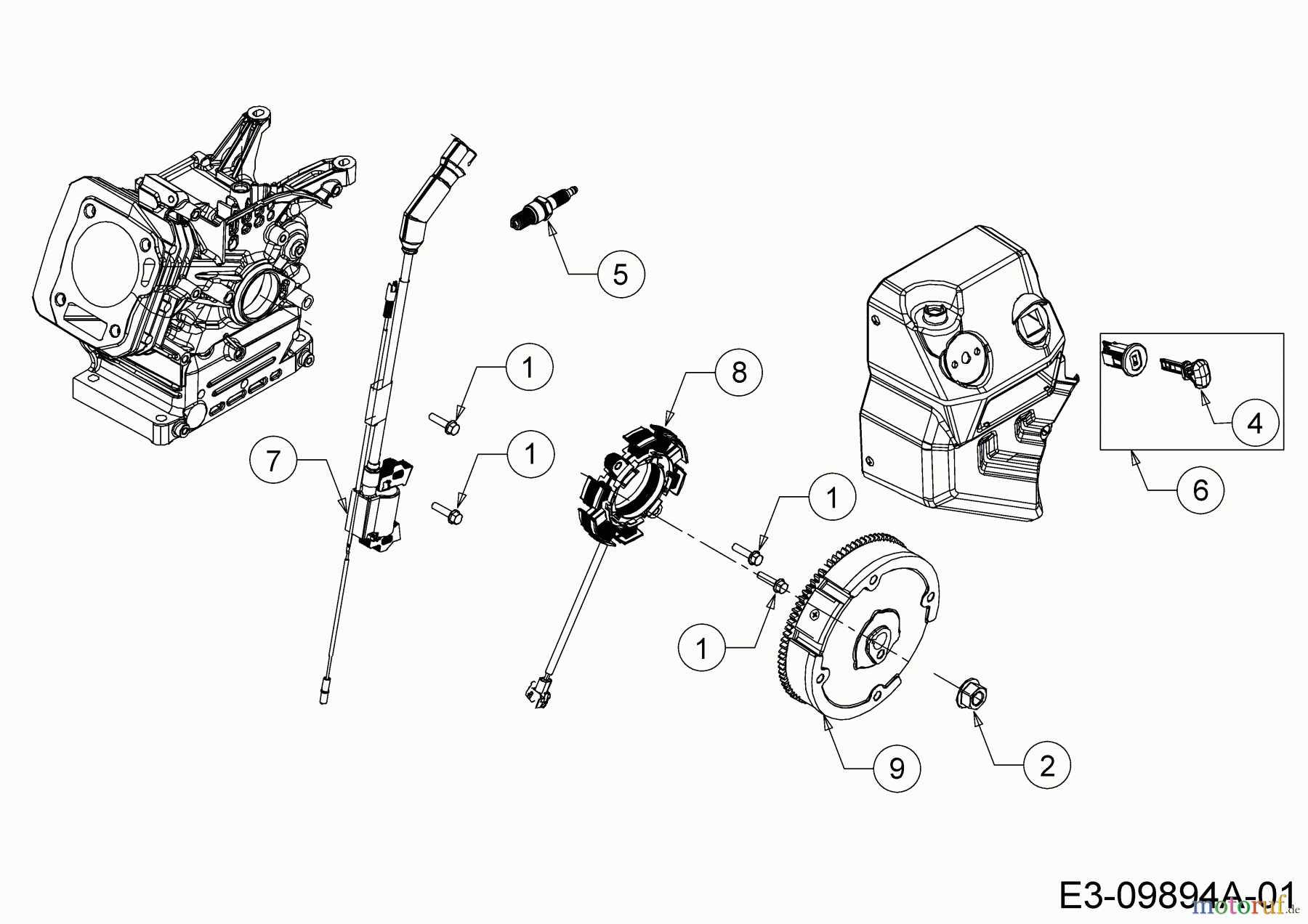  MTD-Motoren Horizontal 670-WH 752Z670-WH  (2017) Schwungrad, Stoppschalter, Zündschlüssel, Zündung