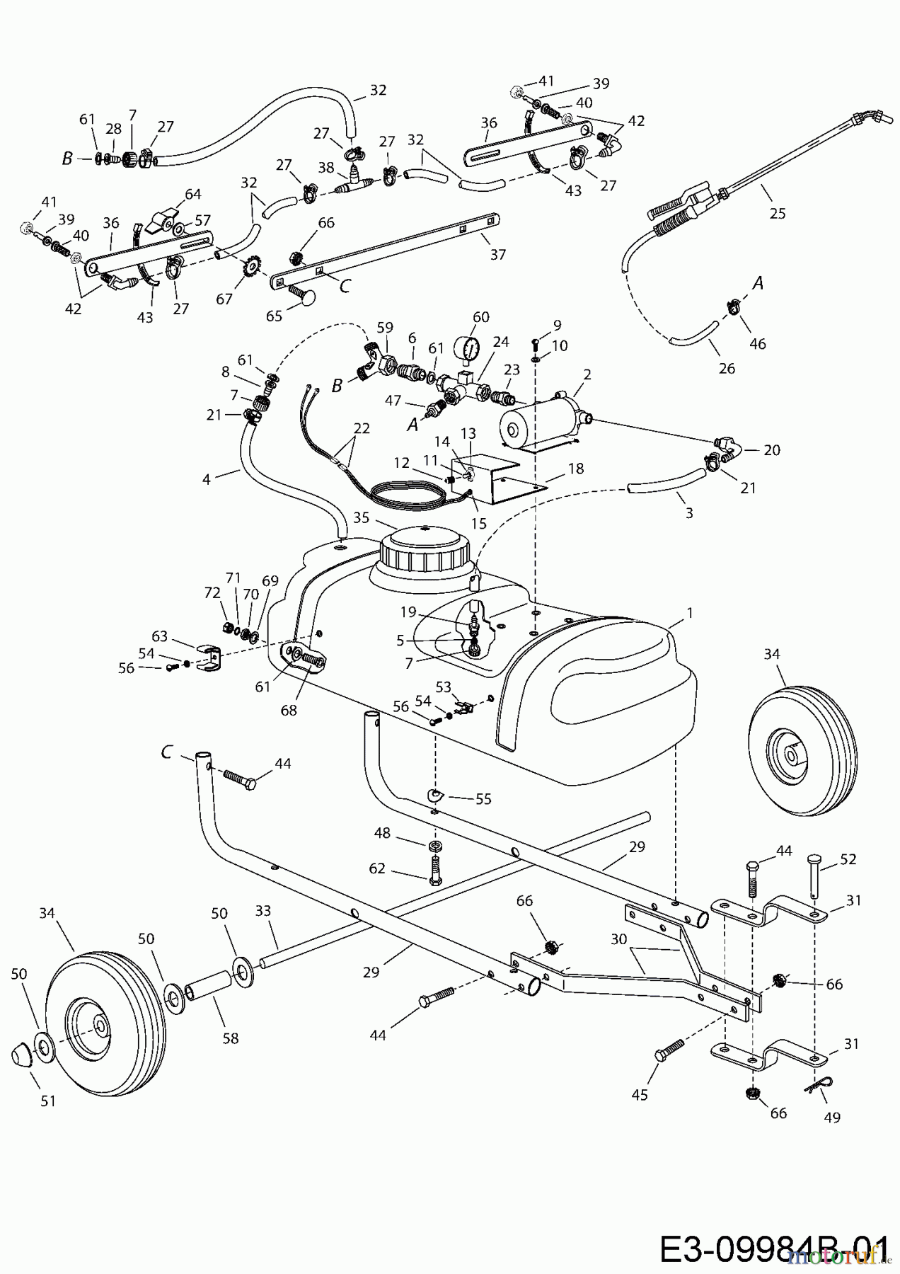  MTD Zubehör Zubehör Garten- und Rasentraktoren Sprüher 45-02921  (190-155-000) 190-155-000  (2007) Grundgerät